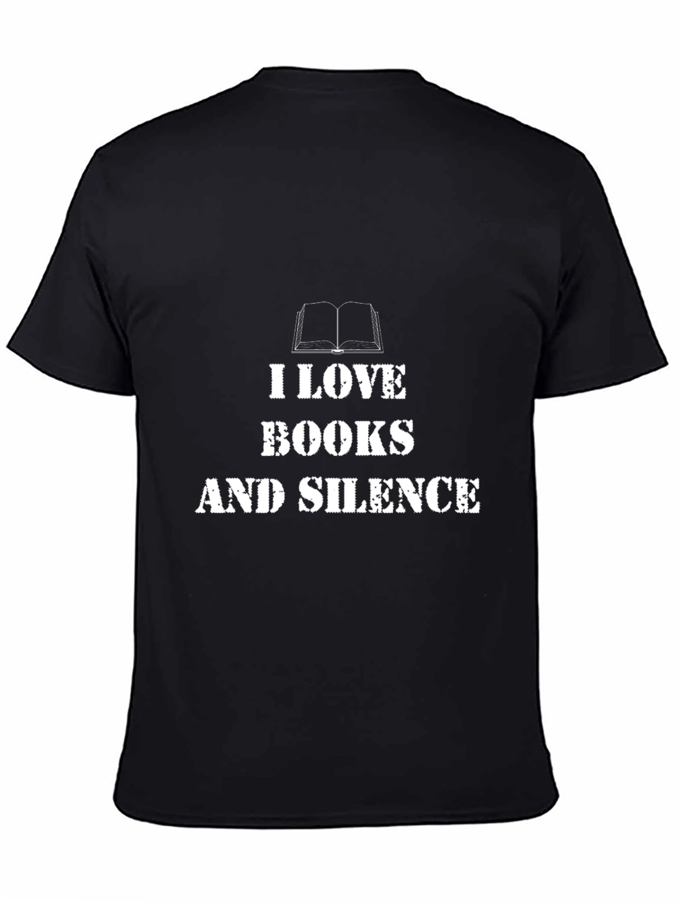Black I Love Books and Silence Graphic T-Shirt view 4