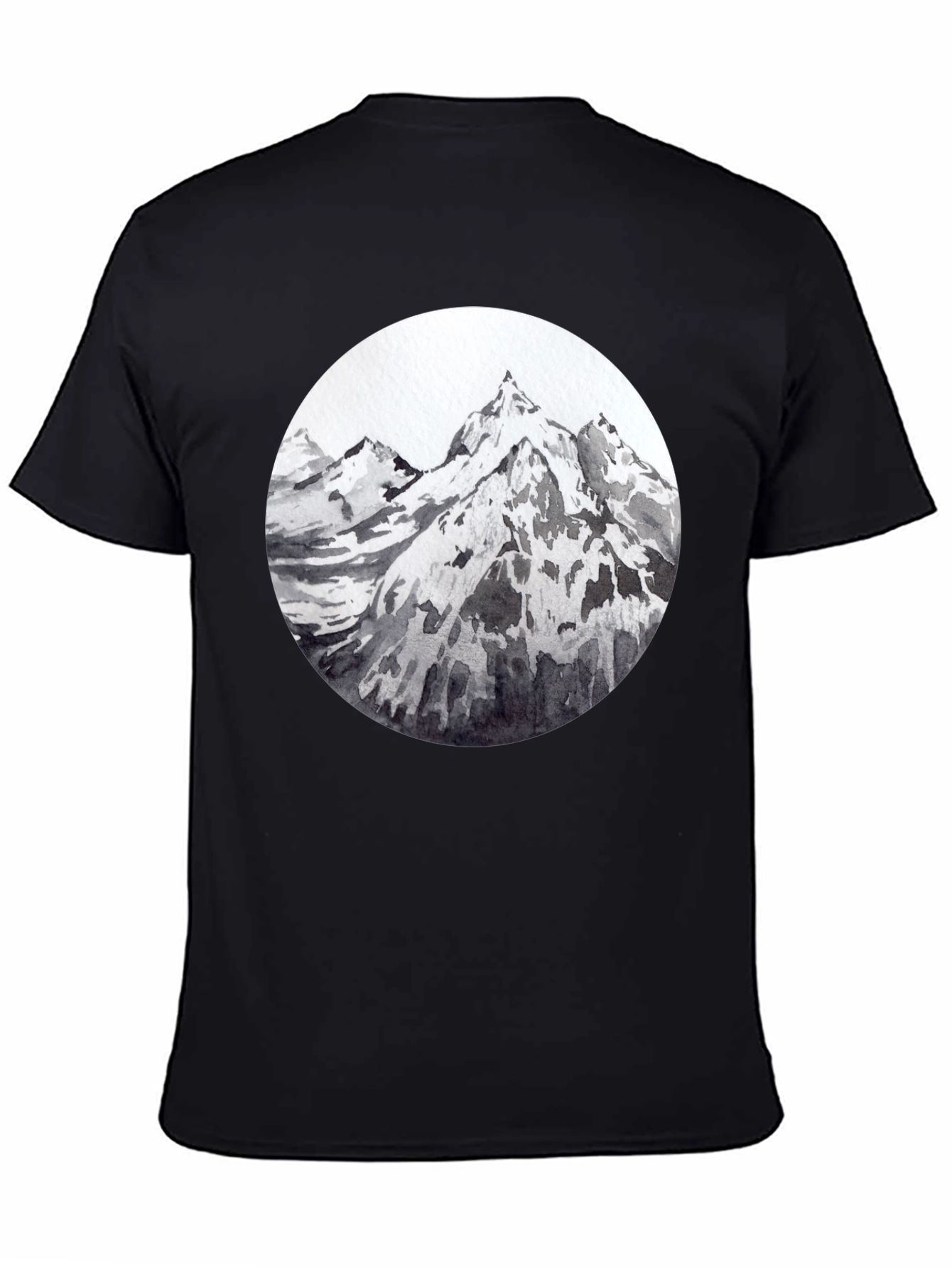 Black Mountain Peaks Graphic Tee - Black Cotton T-Shirt view 4
