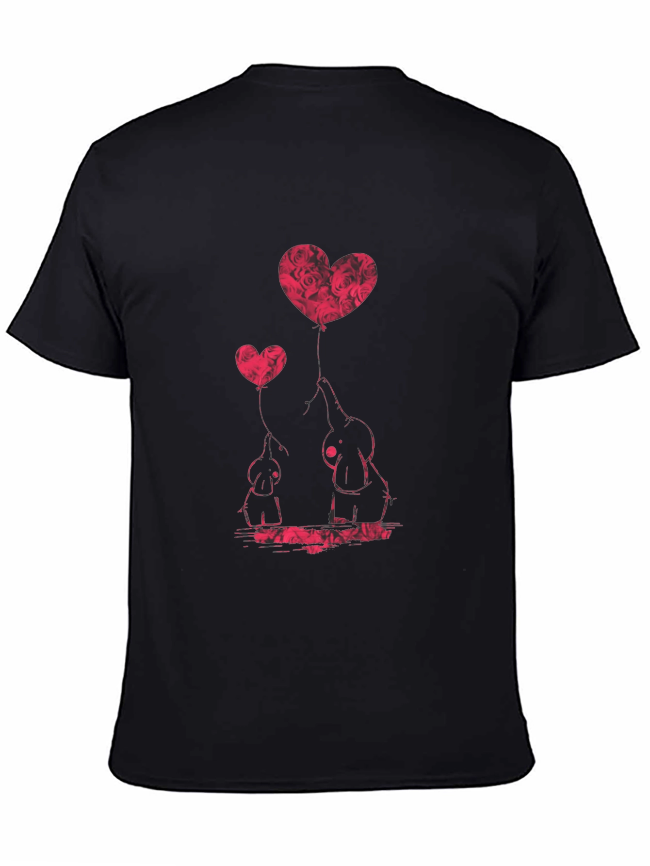 Black Elephant Love Heart Balloon Graphic Tee view 4