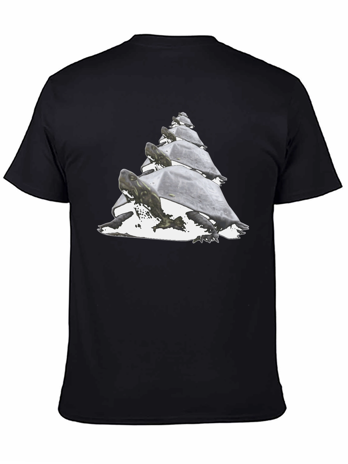 Black Stacked Turtles Graphic Tee - Black Casual Shirt view 4