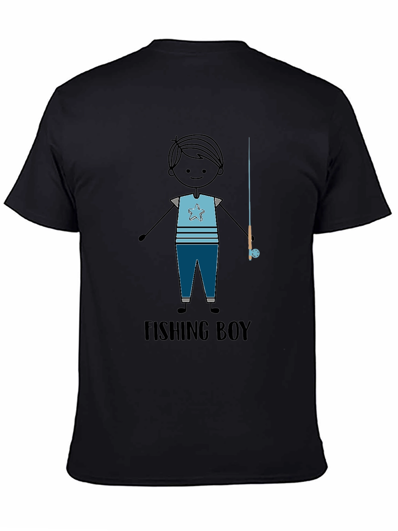 Black Fishing Boy Graphic Tee - Black T-Shirt view 4