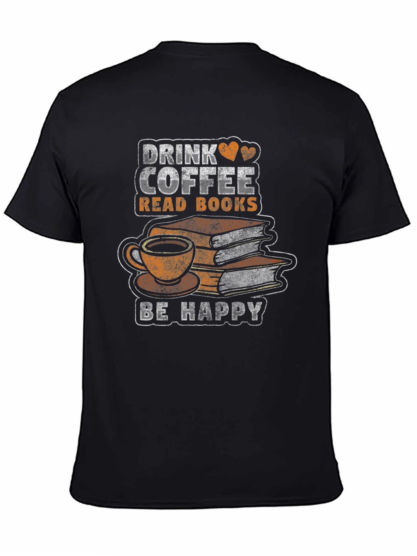 Black Drink Coffee Read Books T-Shirt - Be Happy view 4