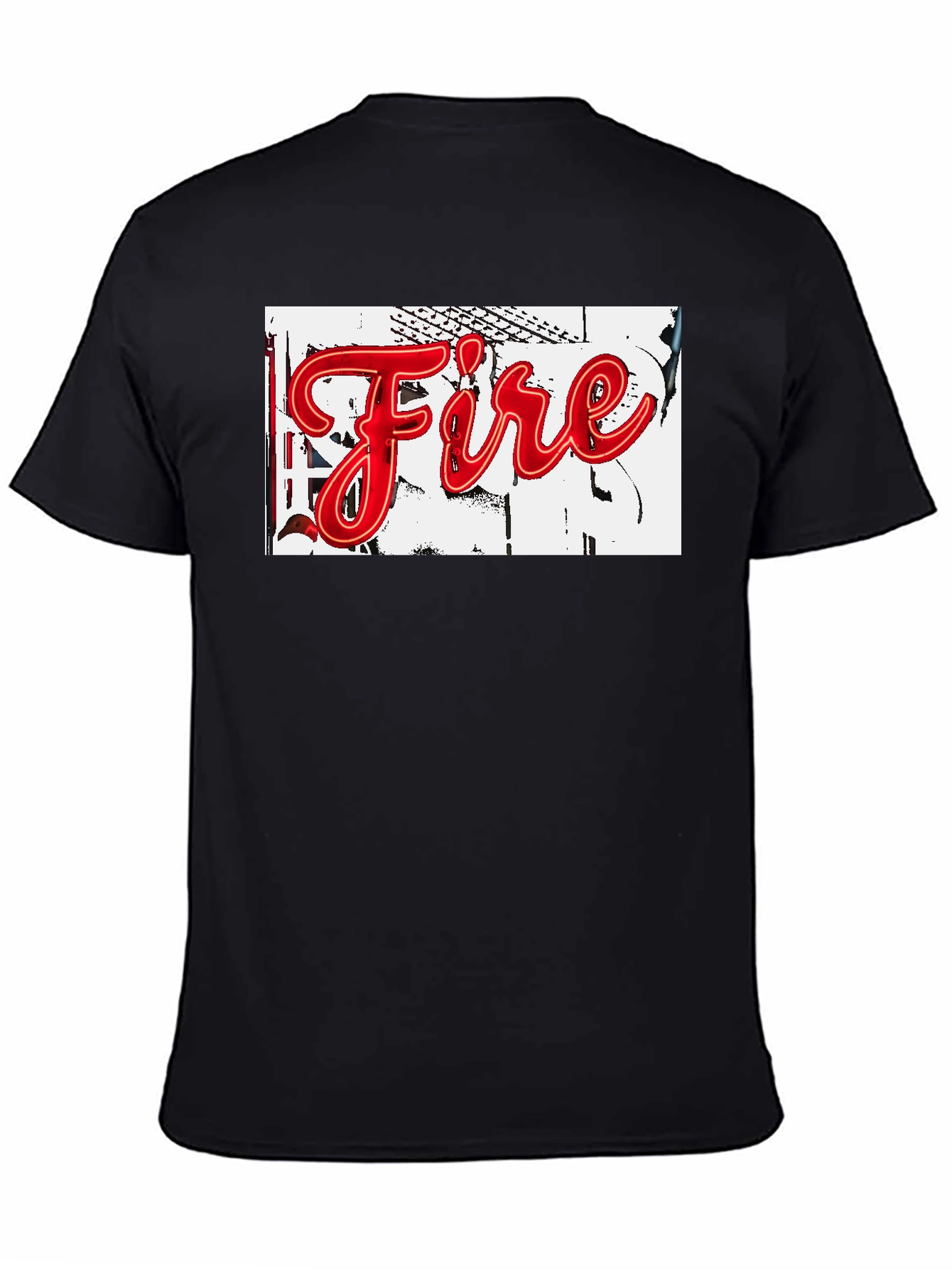 Black "Fire" Graphic Print Black T-Shirt view 4