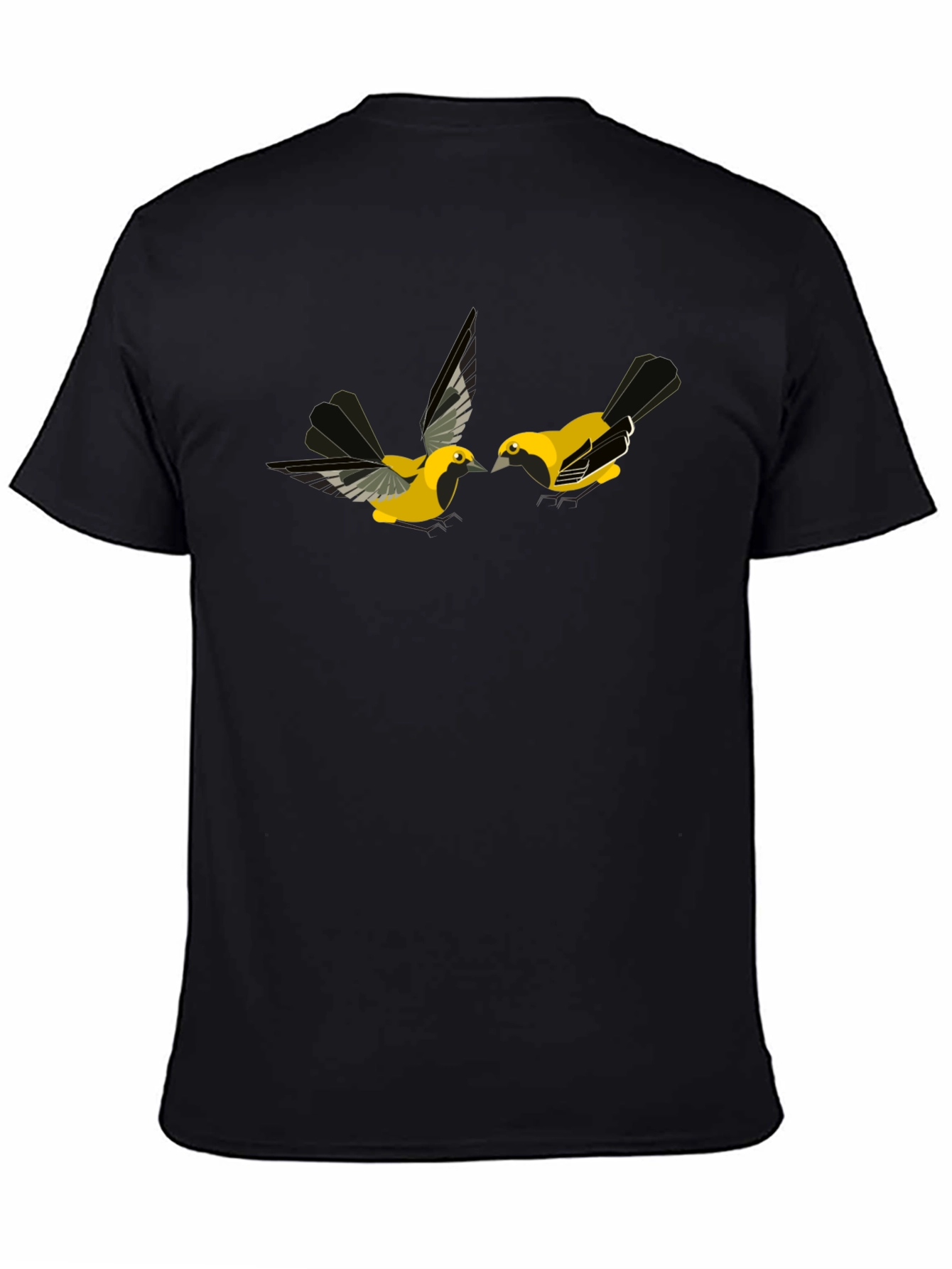 Black Black T-Shirt with Bird Design view 4