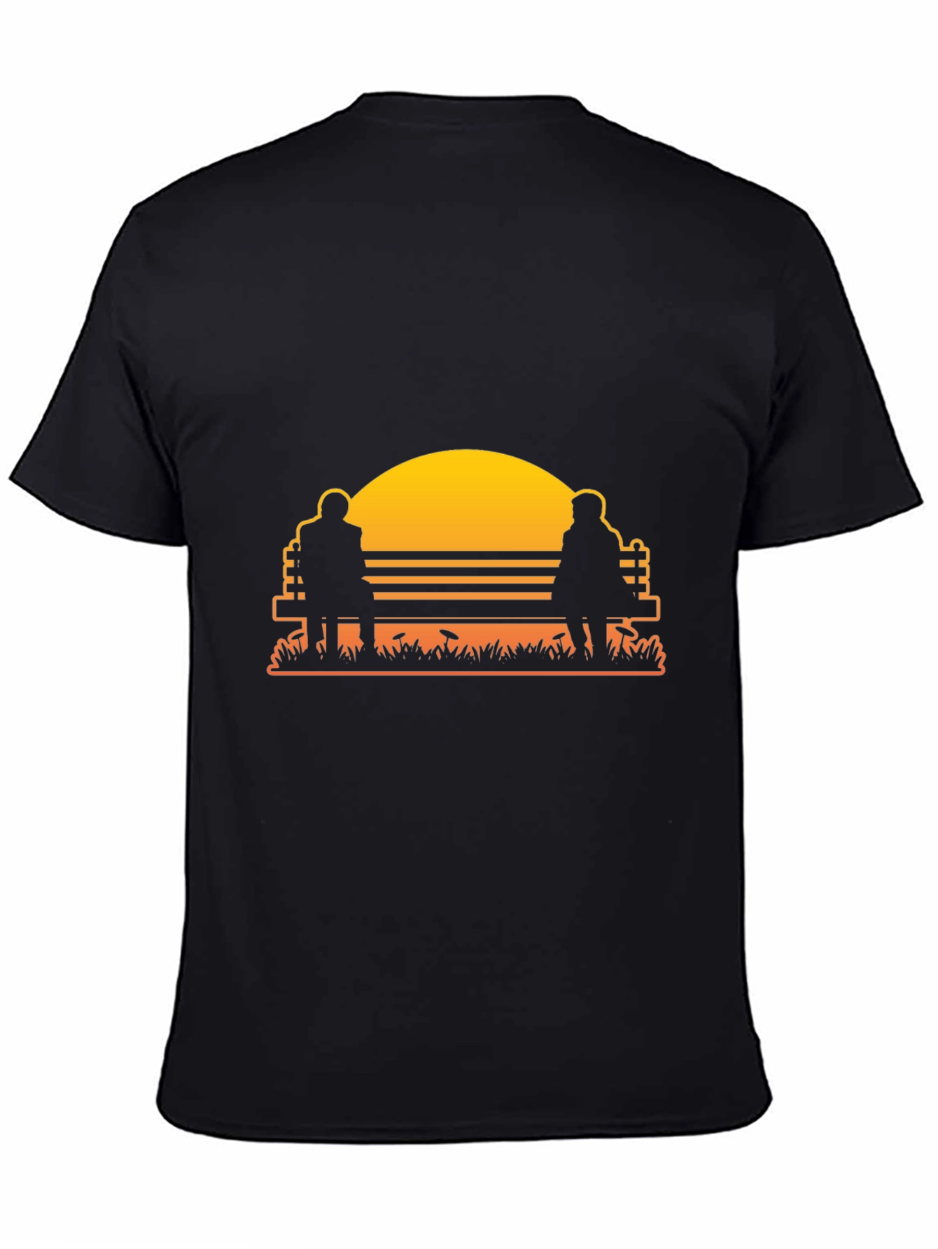 Black Sunset Couple Bench Graphic Tee view 4