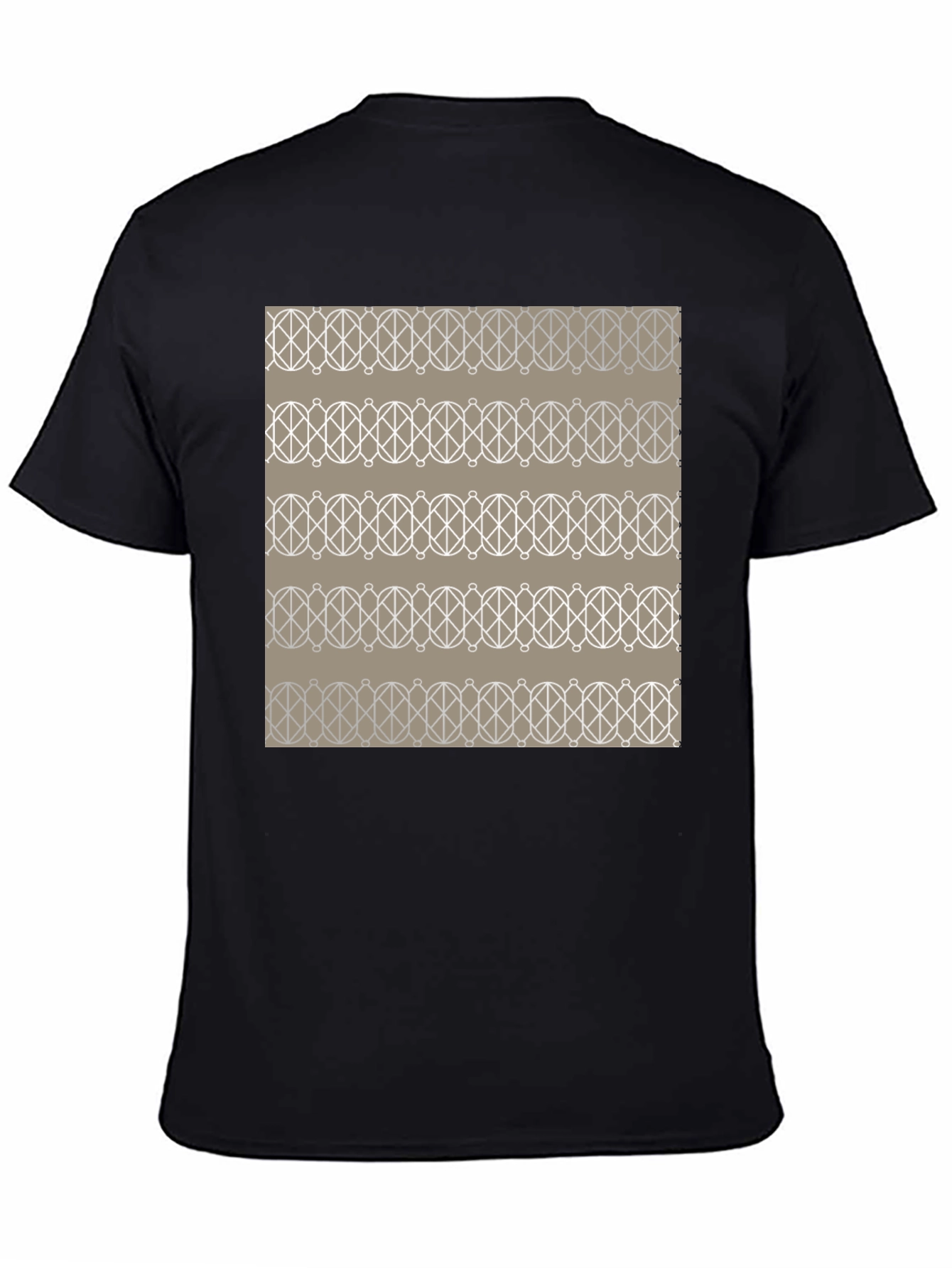 Black Geometric Pattern Graphic Tee - Stylish Men's Black T-Shirt view 4