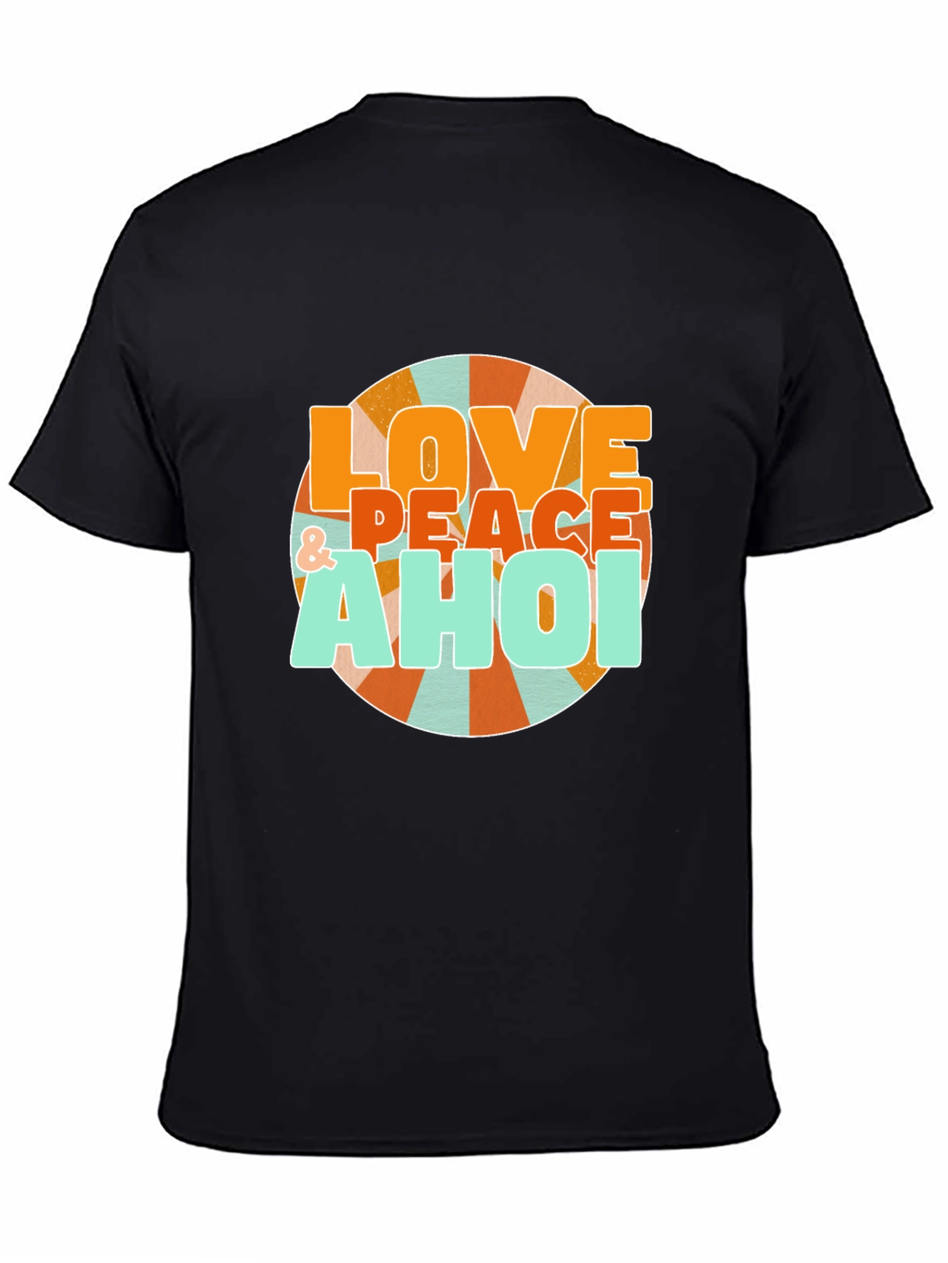 Black Retro Love & Peace Ahoi Graphic T-Shirt view 4