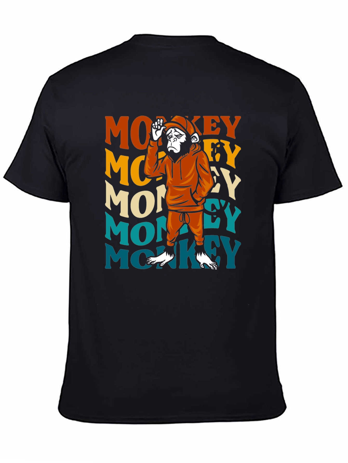 Black Retro Monkey Graphic T-Shirt view 4