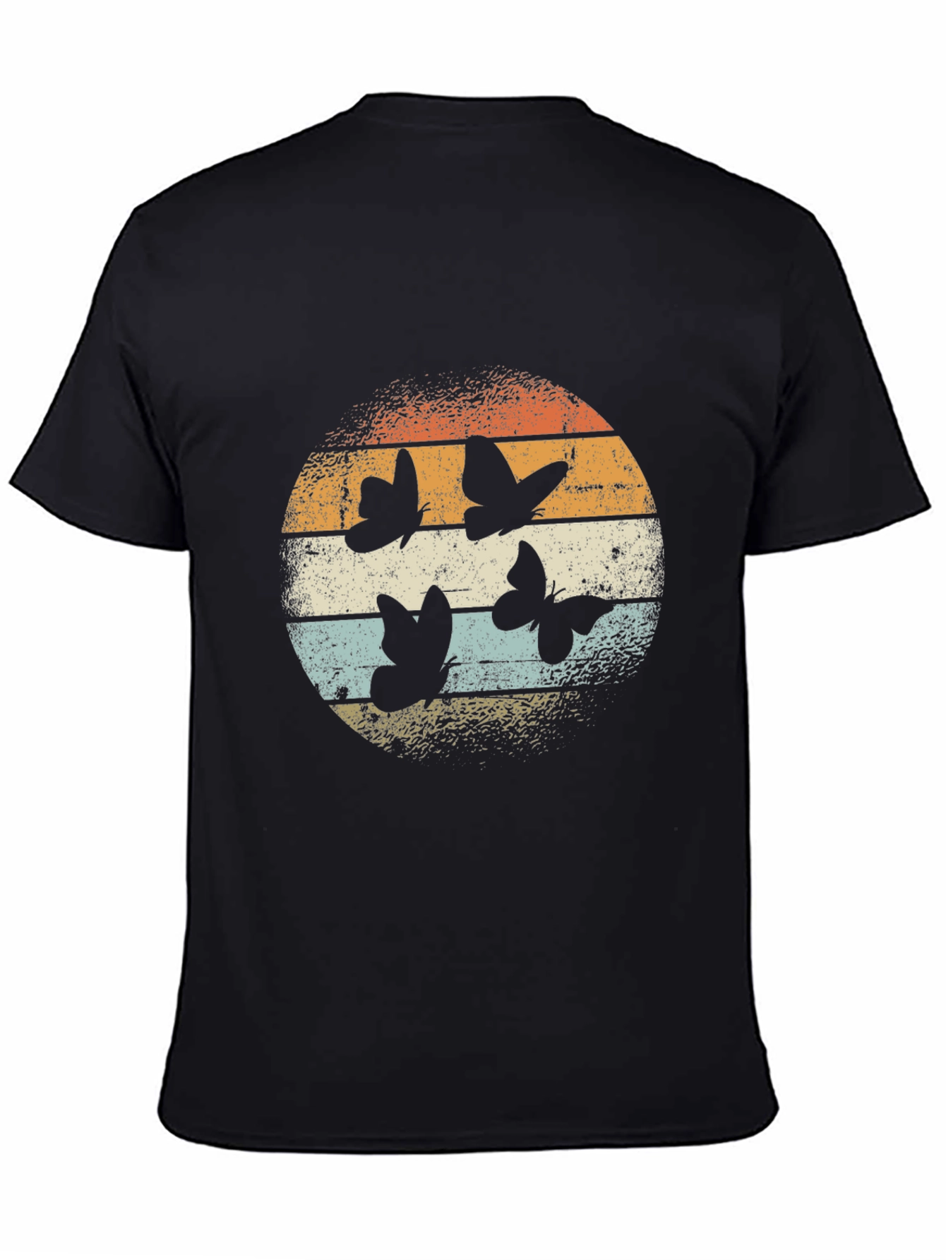 Black Retro Butterfly Sunset Graphic Tee view 4