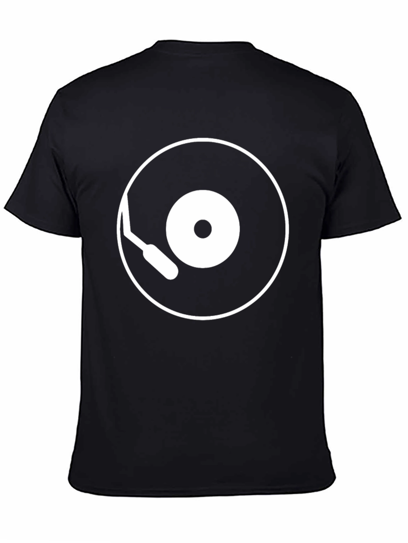 Black Retro Vinyl Record Player Black T-Shirt view 4