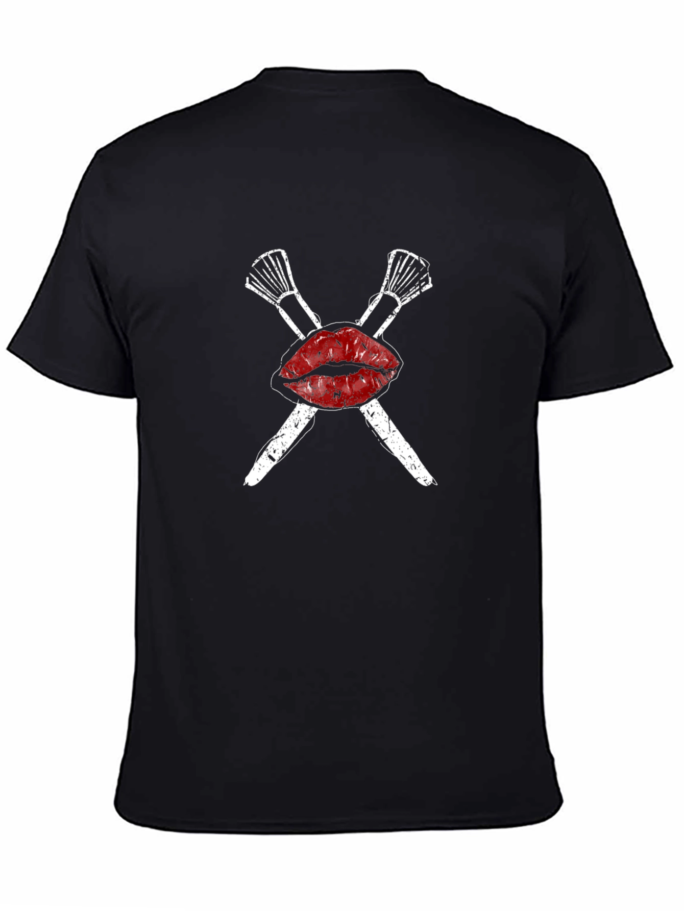 Black Makeup Artist Lips & Brush Graphic T-Shirt view 4