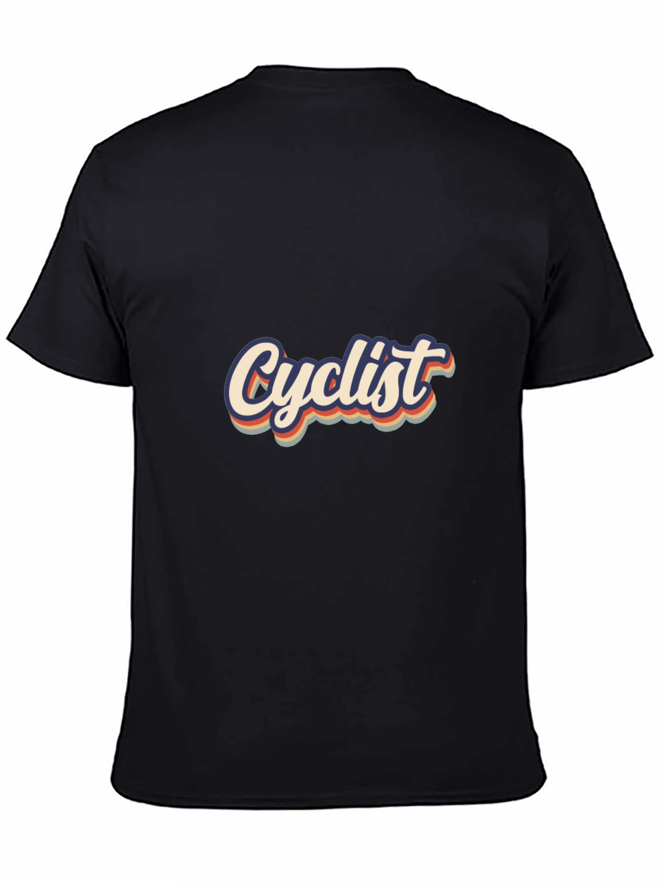 Black Cyclist Retro T-Shirt - Vintage Style Cotton Tee view 4