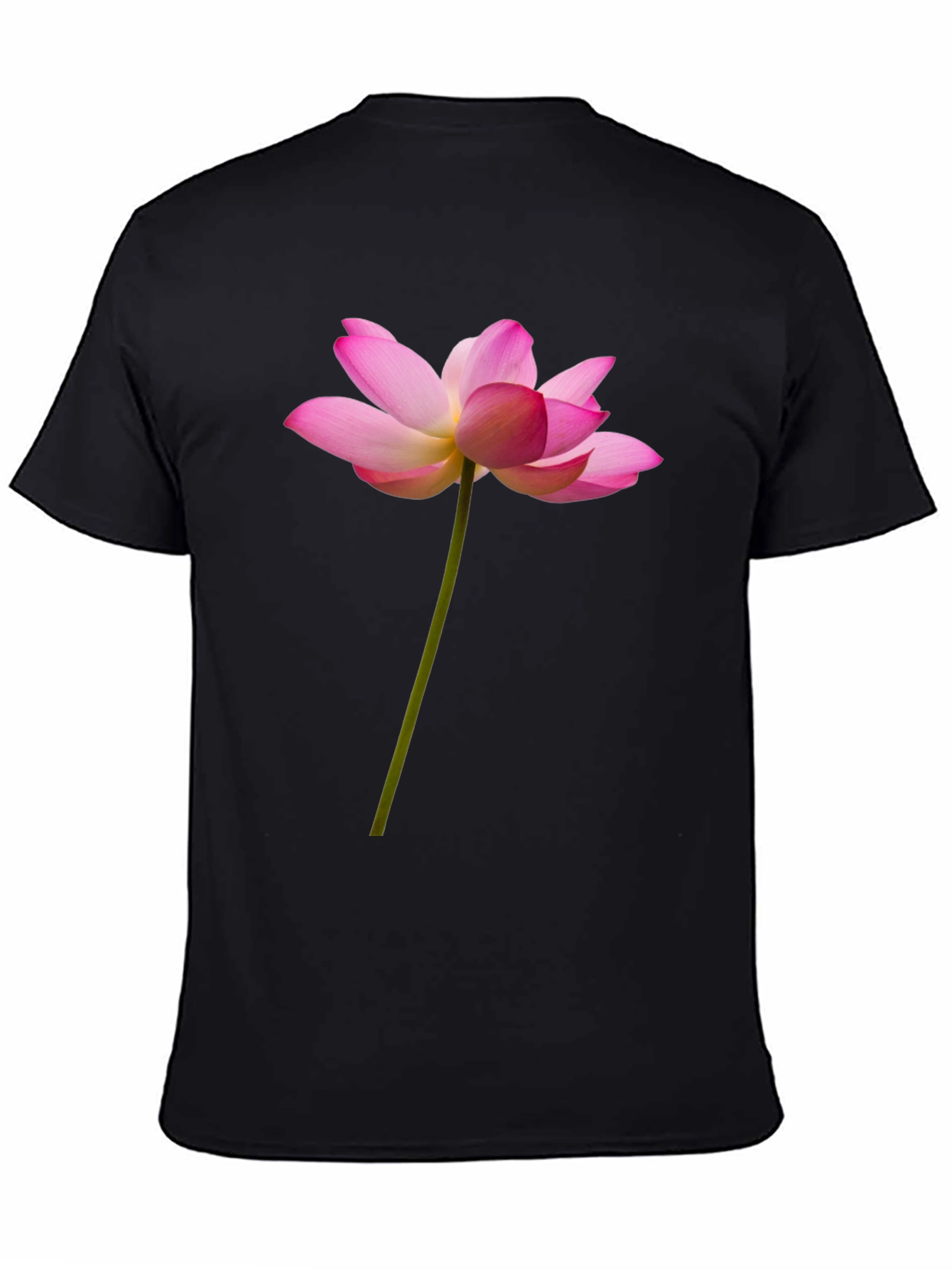 Black Lotus Flower Graphic Tee - Black Cotton T-Shirt view 4