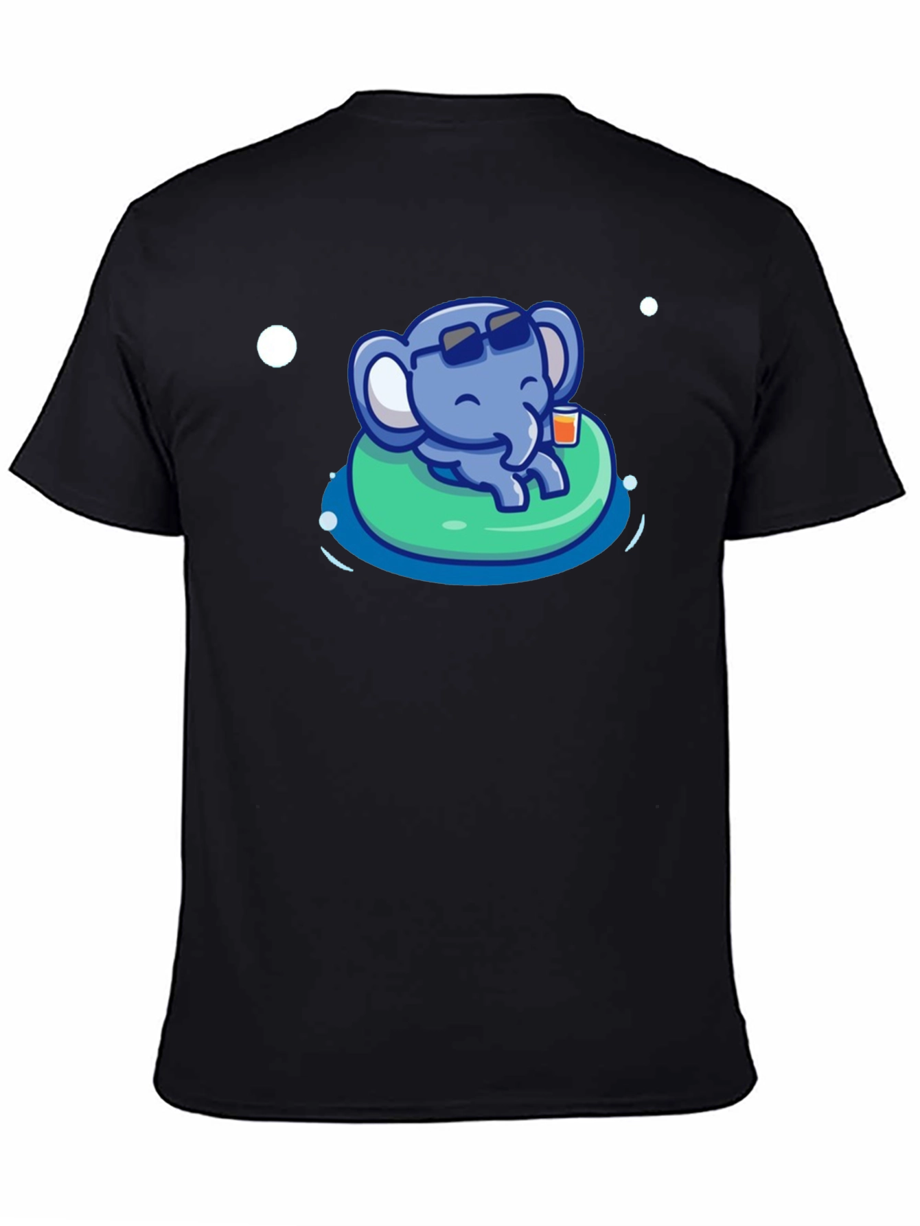 Black Cute Elephant Pool Party T-Shirt - Summer Vibes view 4