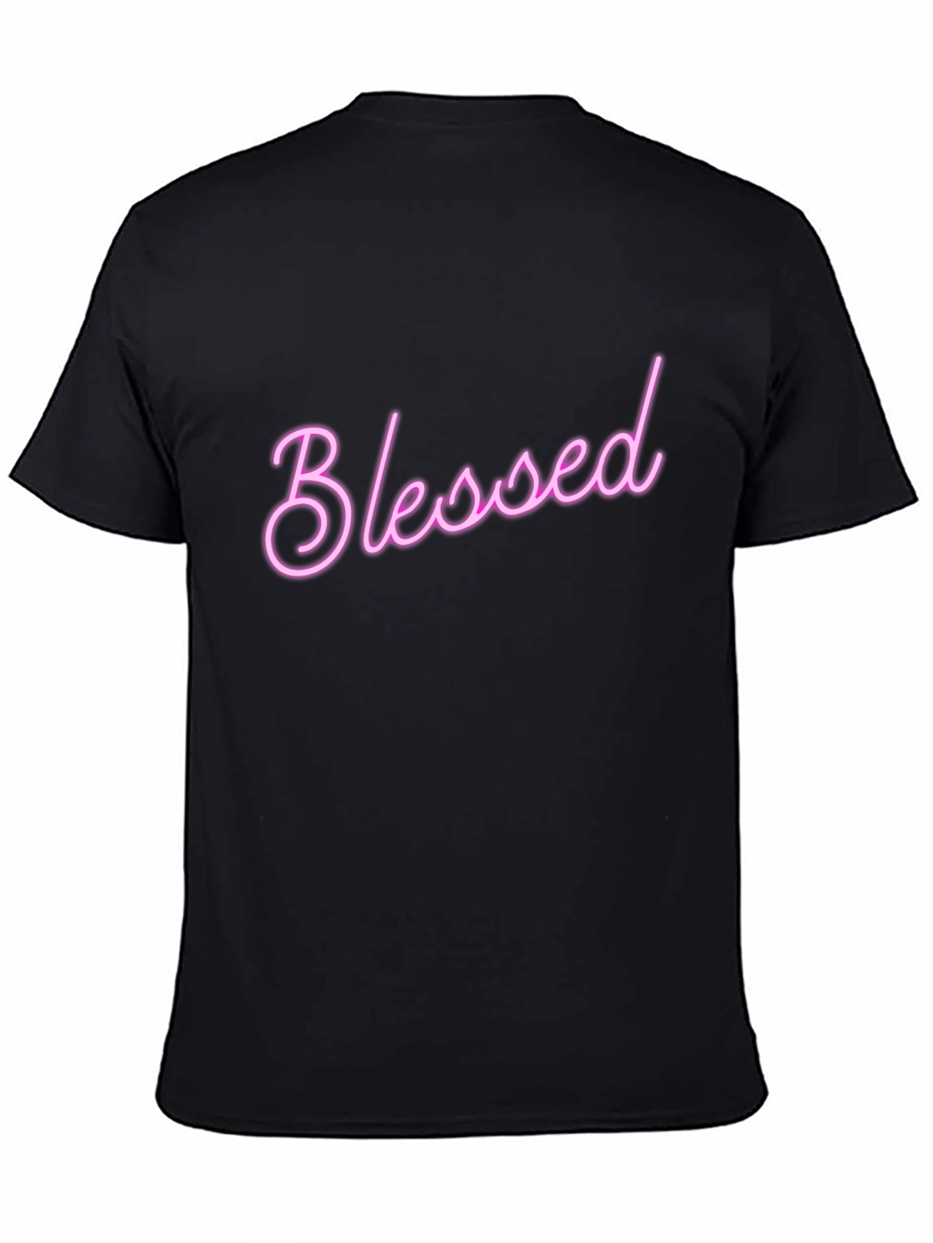 Black Blessed Pink Neon Style T-Shirt view 4