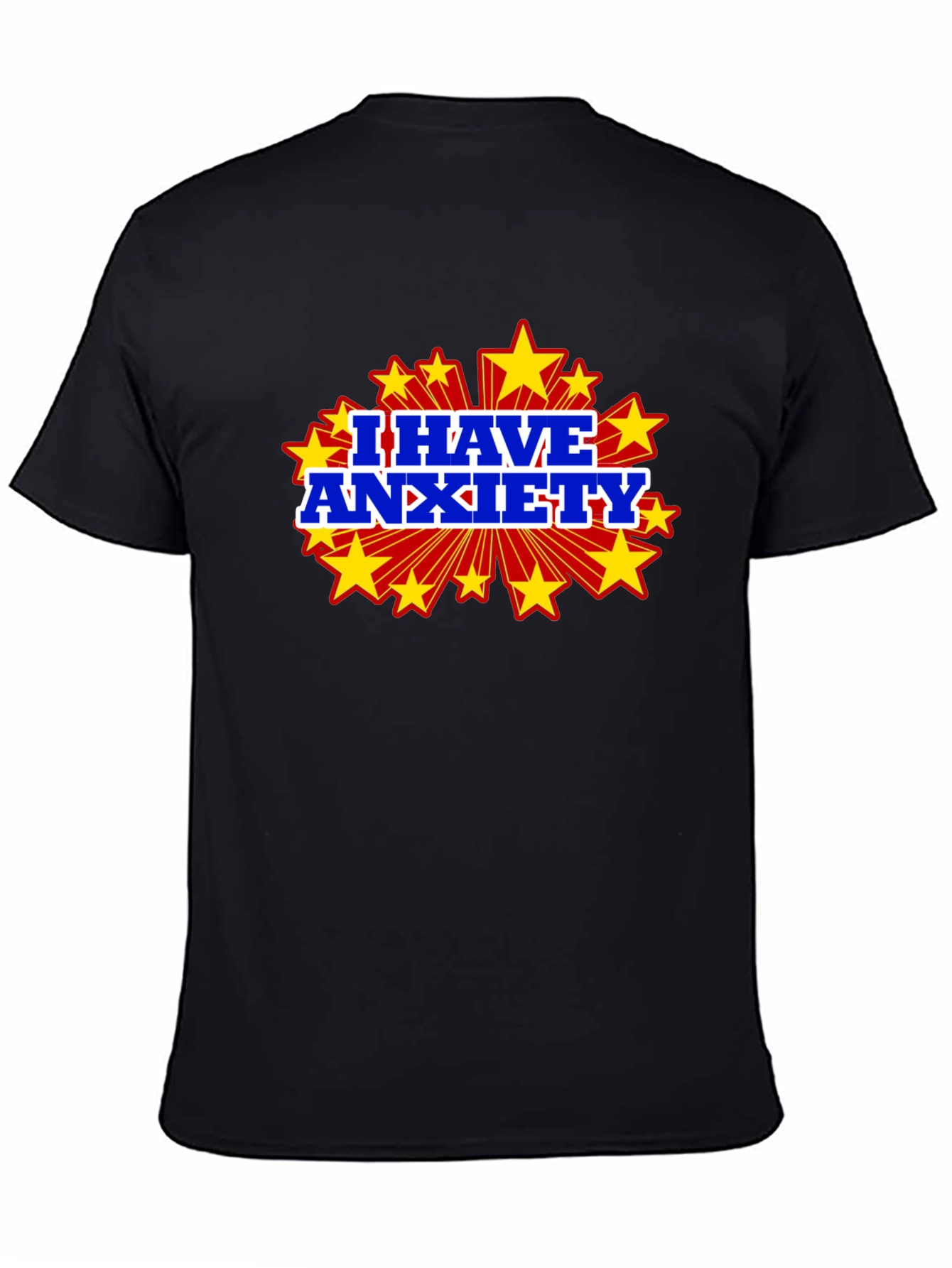 Black I Have Anxiety Graphic Tee - Black Cotton T-Shirt view 4