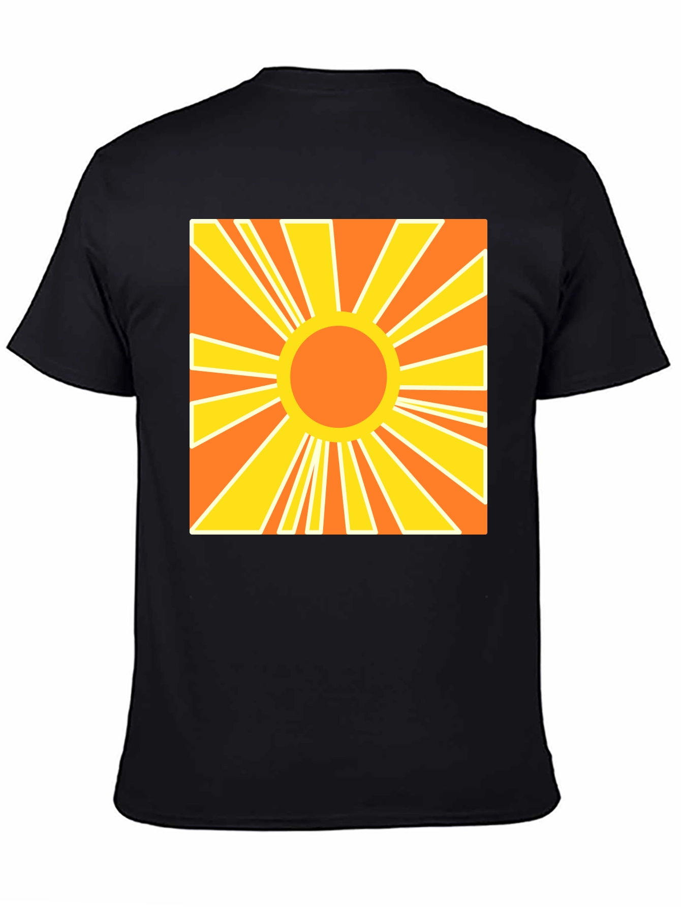 Black Retro Sunburst Graphic Tee - Black Cotton T-Shirt view 4