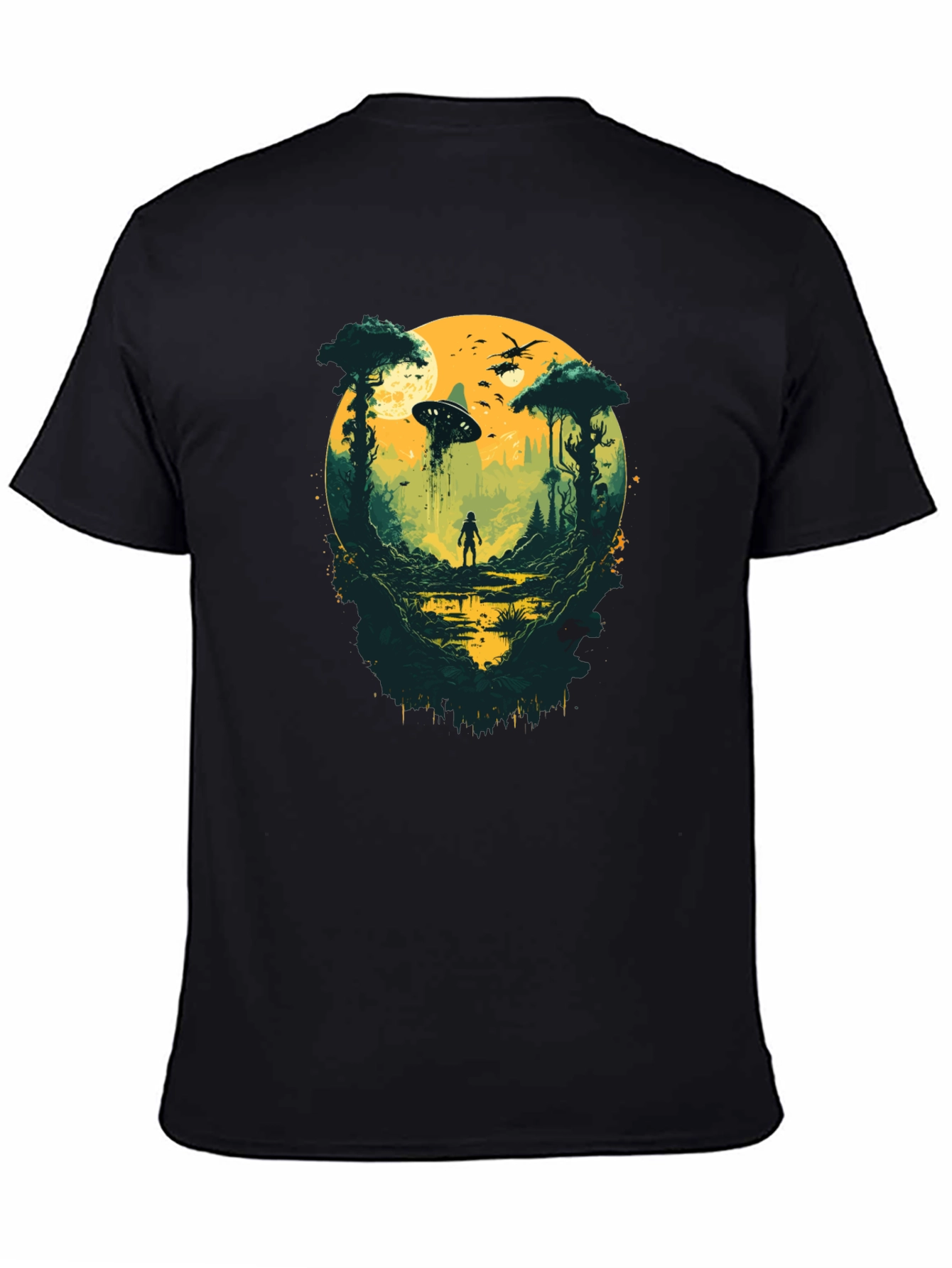 Black Sci-Fi Encounter Graphic Tee - Black Cotton Blend view 4