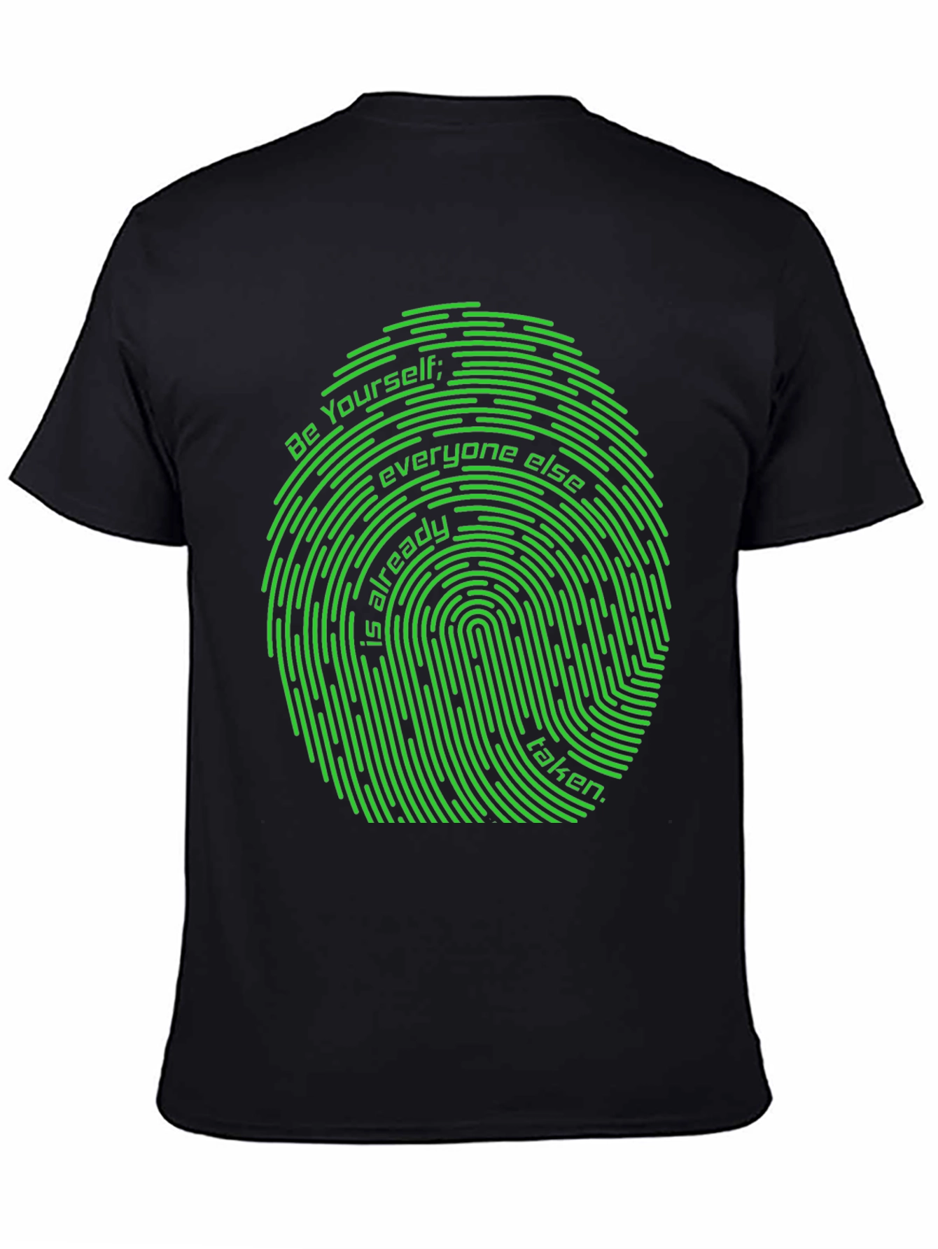 Black Be Yourself Fingerprint Graphic Tee - Unique Design view 4