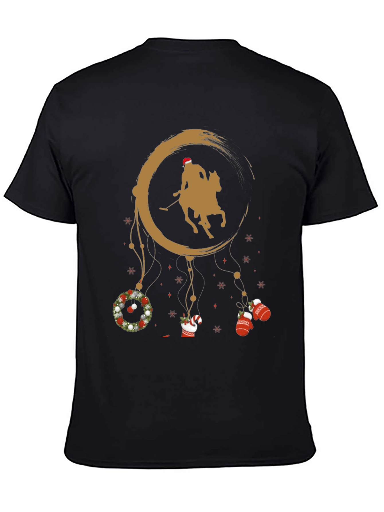 Black Christmas Polo Player T-Shirt view 4