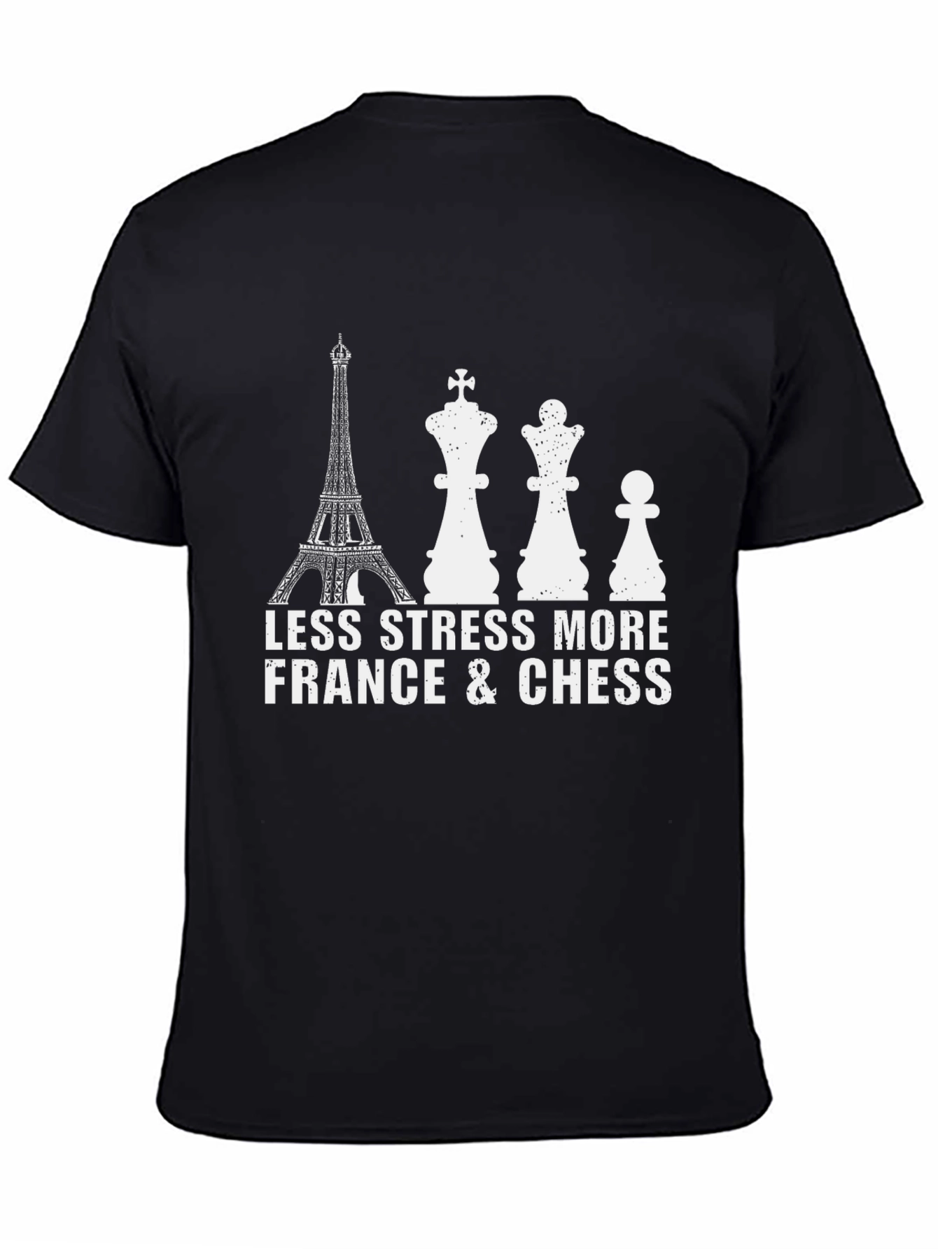 Black France & Chess Graphic T-Shirt - Less Stress More Life view 4
