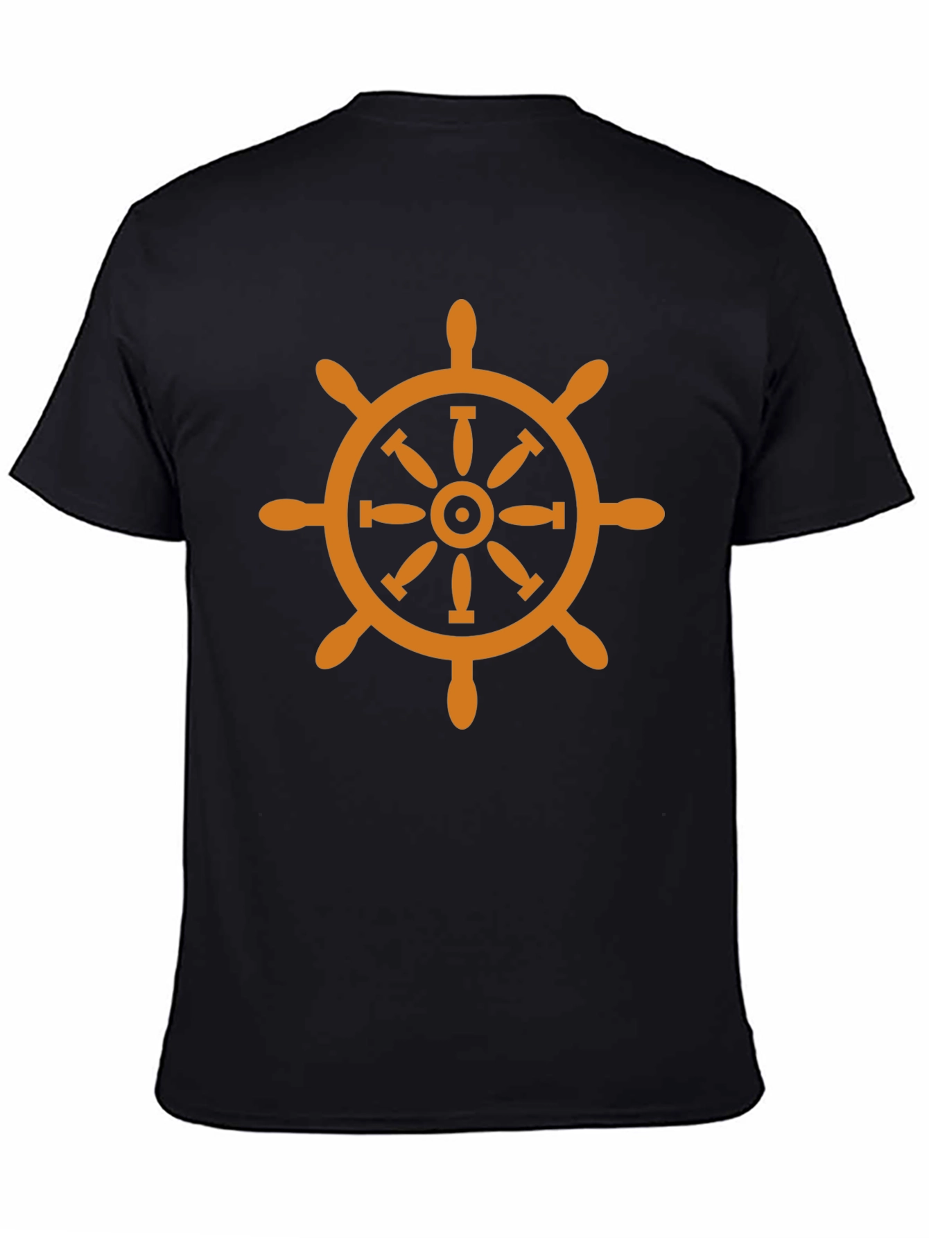 Black Nautical Wheel Graphic T-Shirt - Classic Design view 4