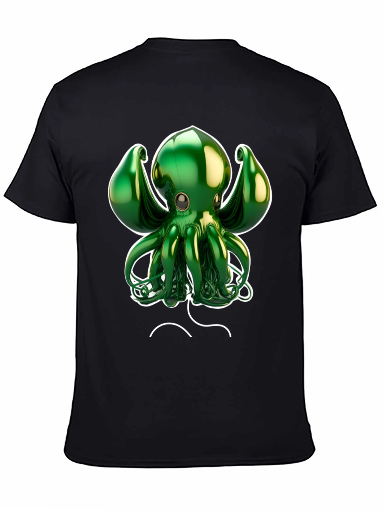 Black Green Octopus Graphic Tee - Black Cotton Blend view 4