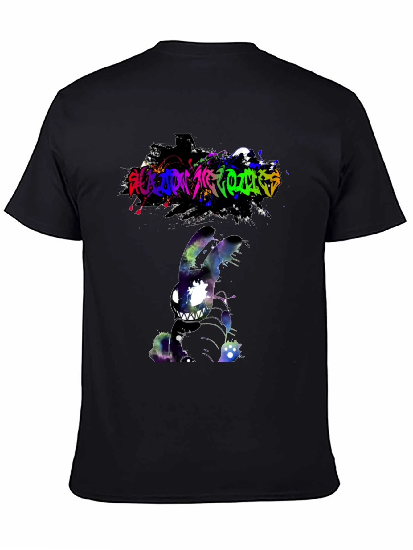 Black Cosmic Nightmare Bunny Graphic Tee - Unique Design view 4