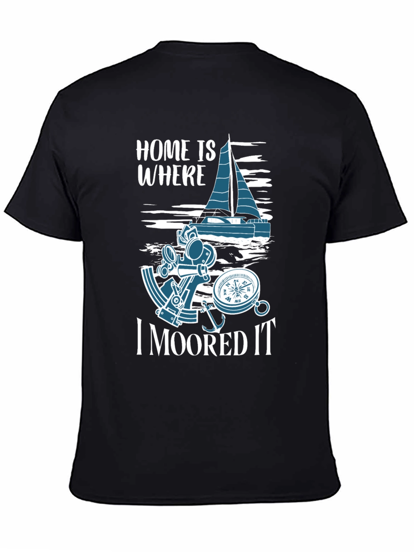 Black Home is Where I Moored It - Nautical T-Shirt view 4
