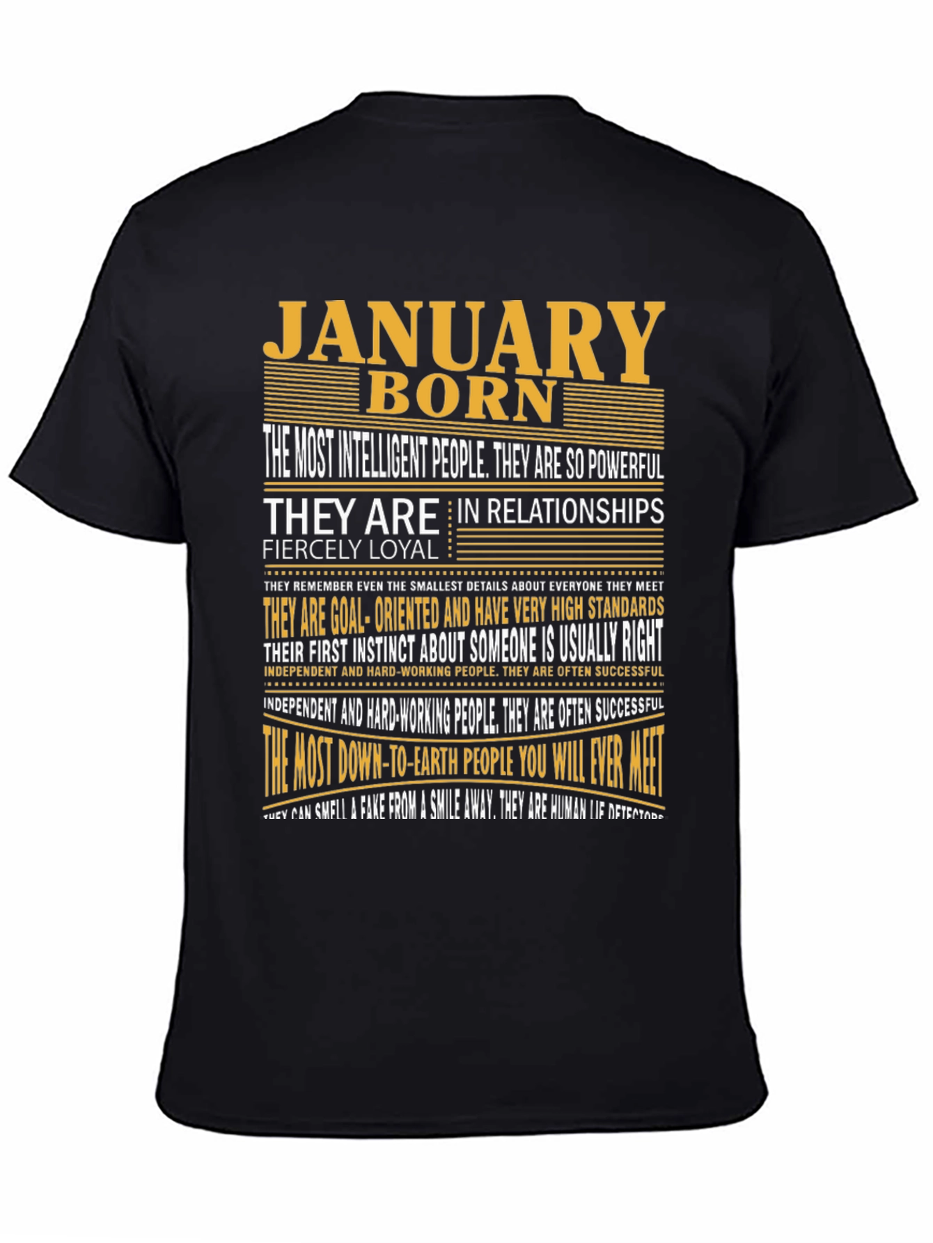 Black January Born Graphic Tee - Intelligent & Loyal view 4