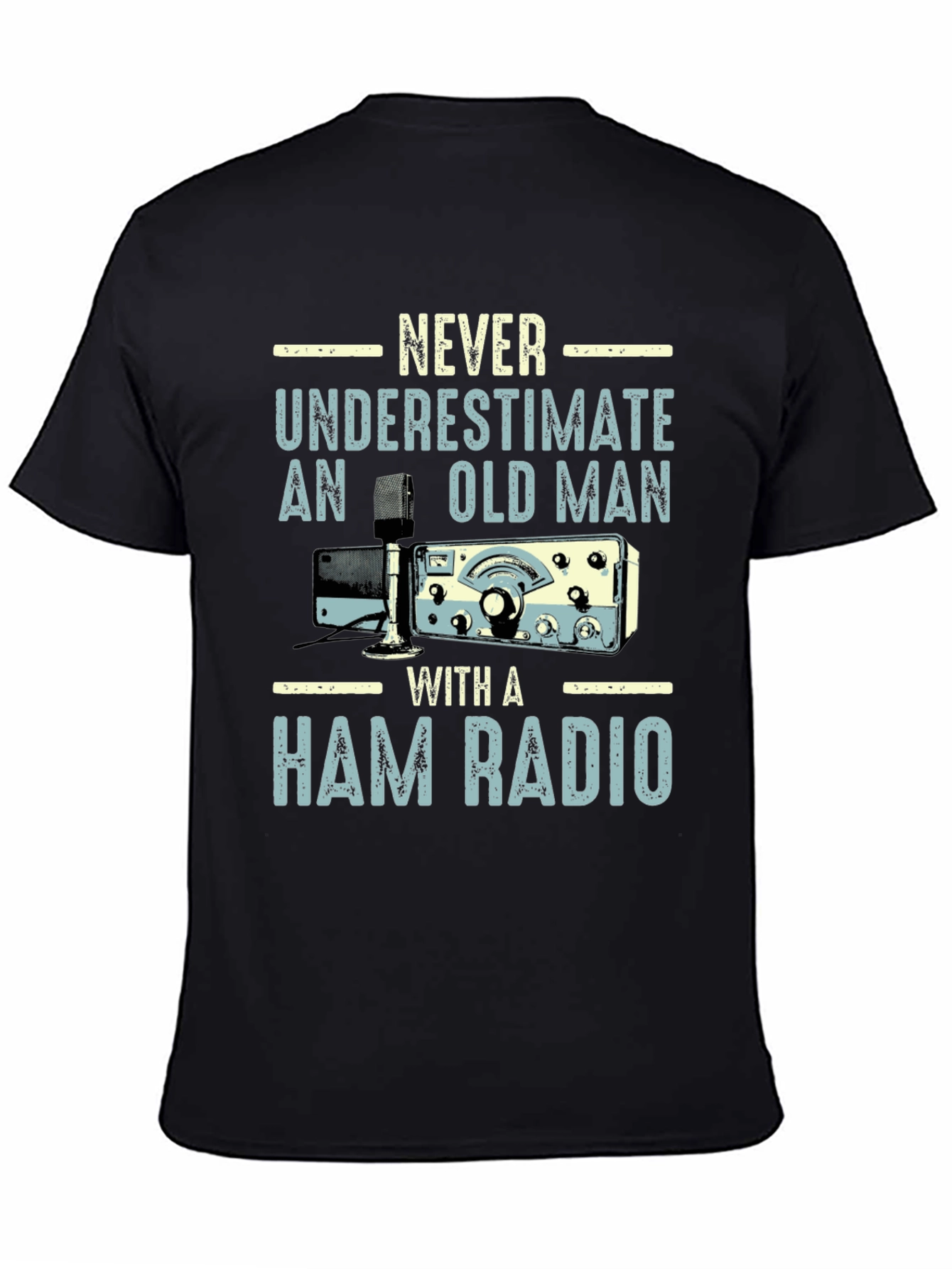 Black Ham Radio Old Man T-Shirt view 4