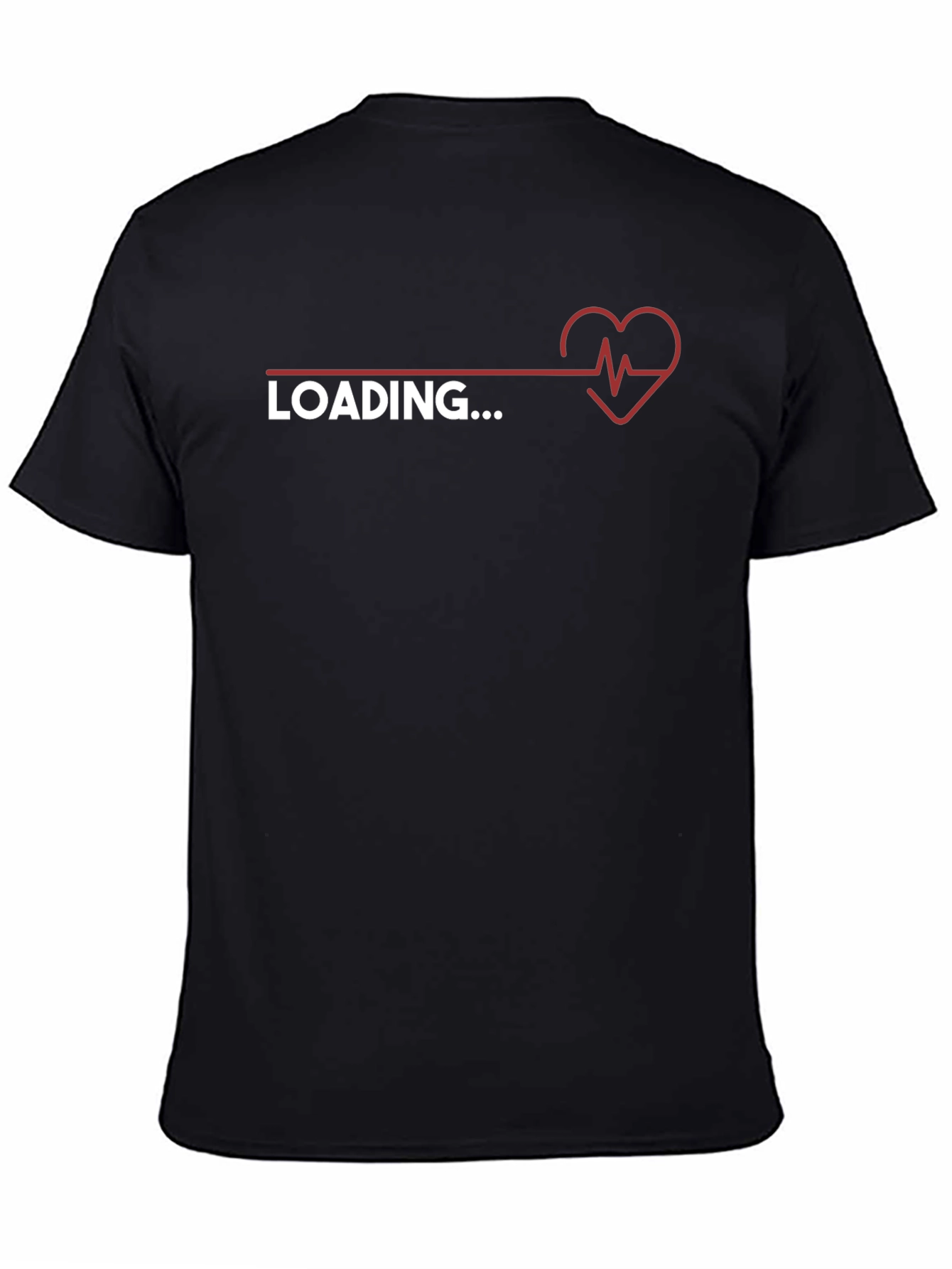 Black Loading Heartbeat Graphic Tee - Trendy Novelty Shirt view 4
