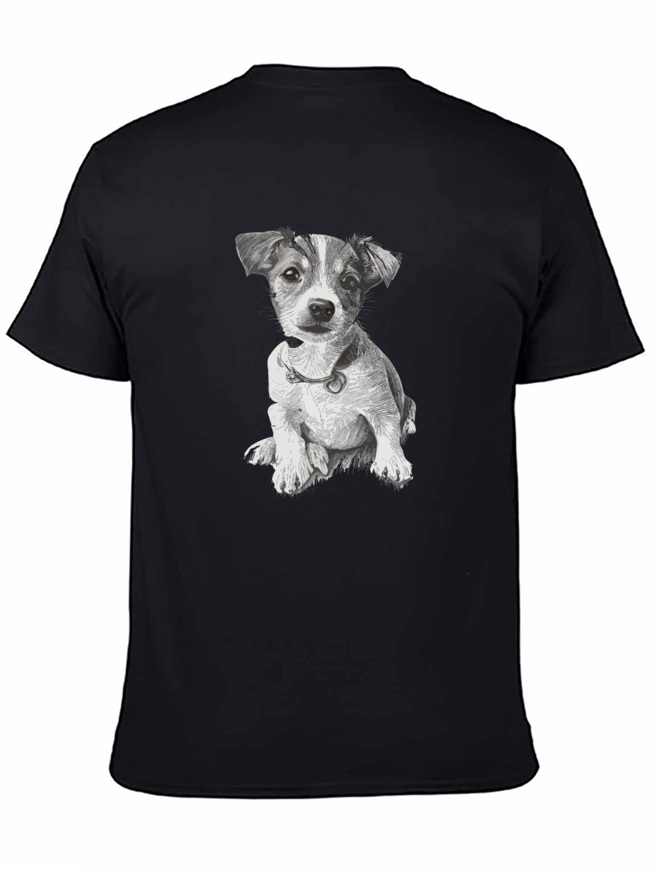 Black Cute Dog Graphic Black T-Shirt view 4