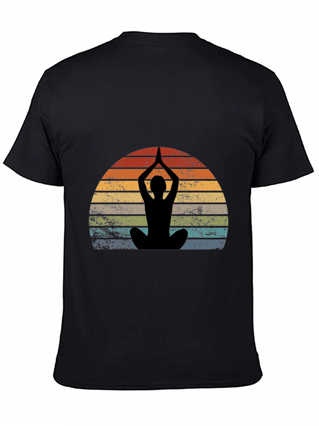 Black Yoga Silhouette Sunset Graphic Tee view 4