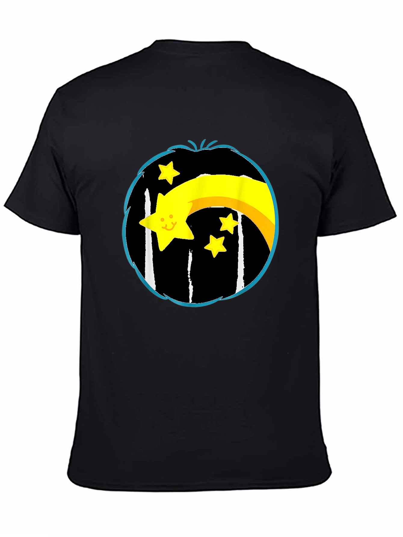 Black Shooting Star Graphic Tee - Black Cotton Blend view 4