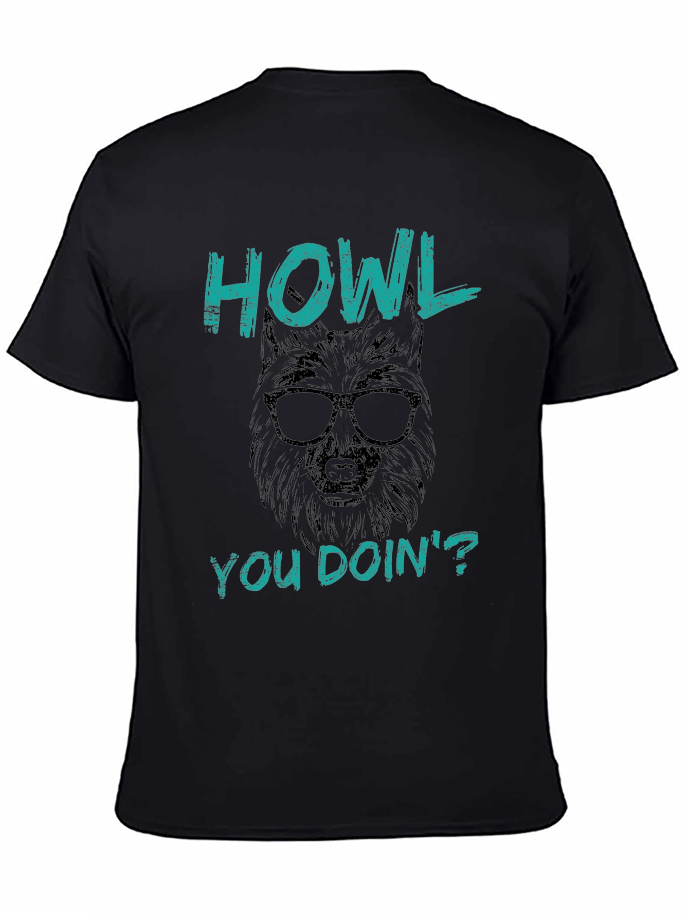 Black Howl You Doin' Wolf Graphic T-Shirt - Soft Black Cotton Tee view 4