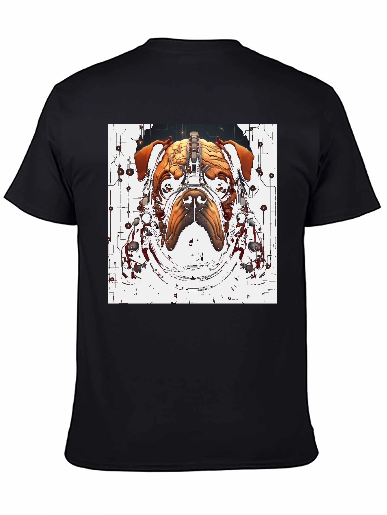 Black Cyber Bulldog T-Shirt - Unique Graphic Tee view 4