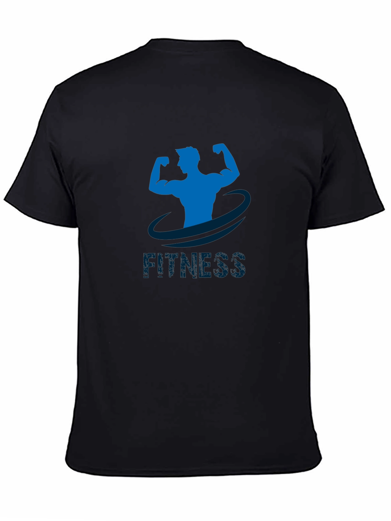 Black Fitness Graphic Tee - Black Cotton Gym Shirt view 4