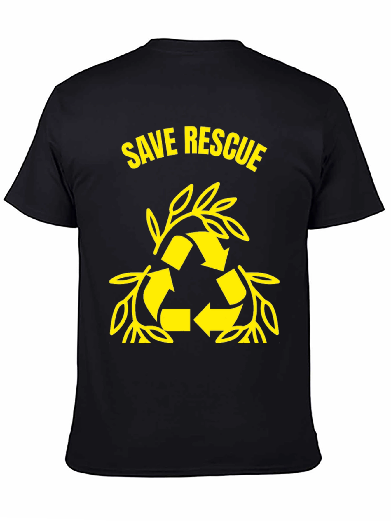Black Save Rescue Graphic Tee - Eco Friendly T-Shirt view 4