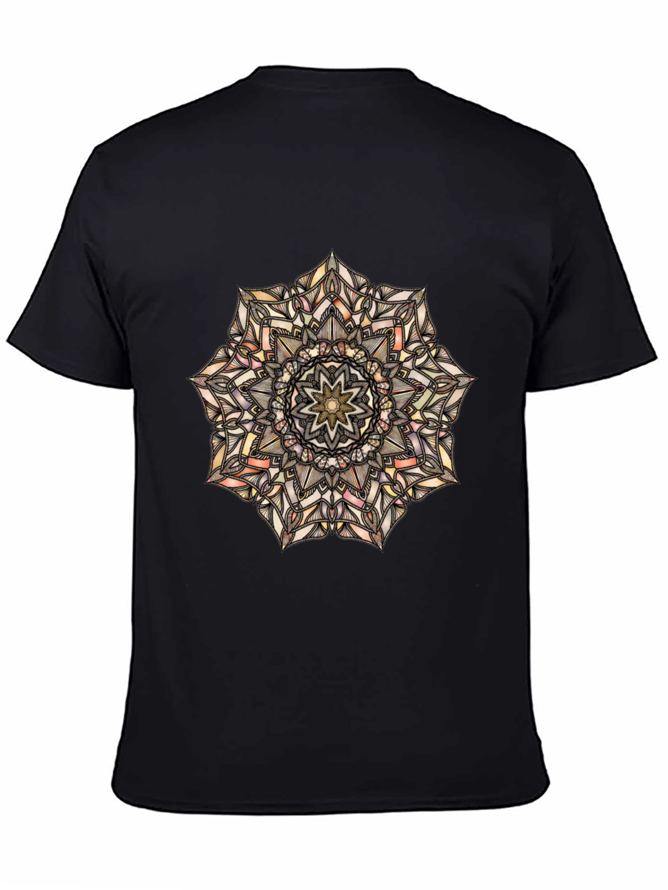 Black Mandala Print Black T-Shirt view 4