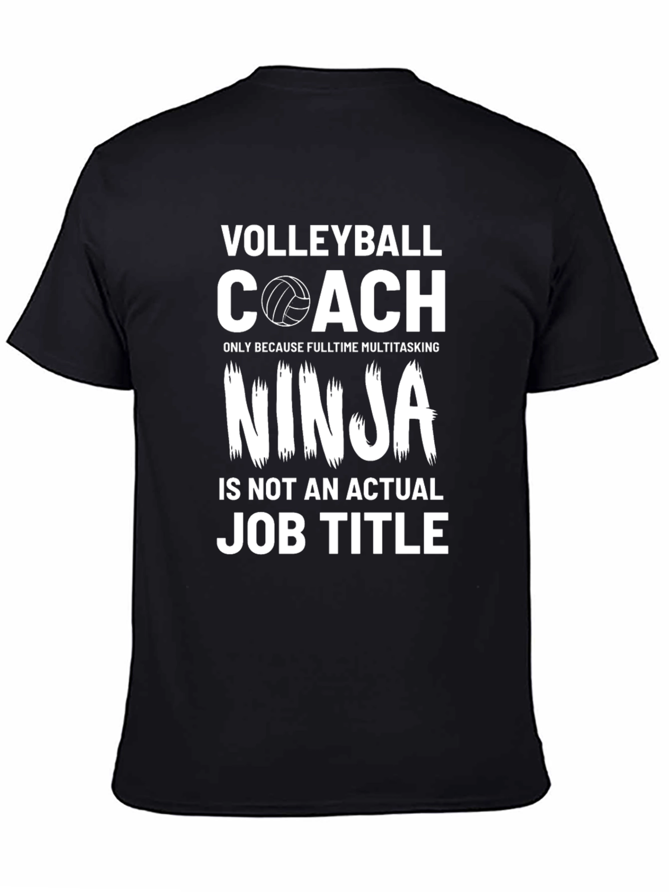 Black Volleyball Coach Ninja Graphic T-Shirt view 4