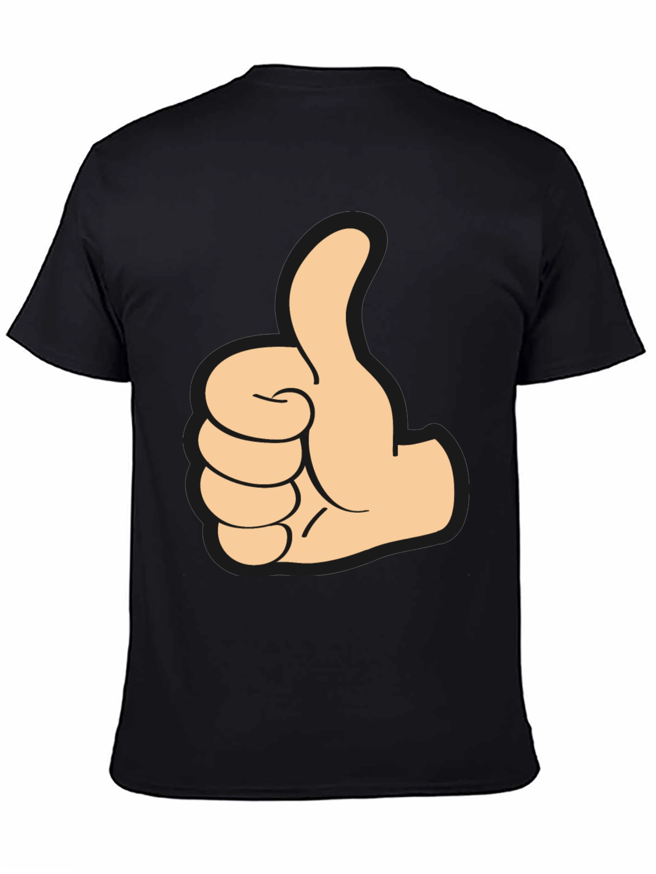 Black Thumbs Up Graphic Tee - Black Cotton T-Shirt view 4