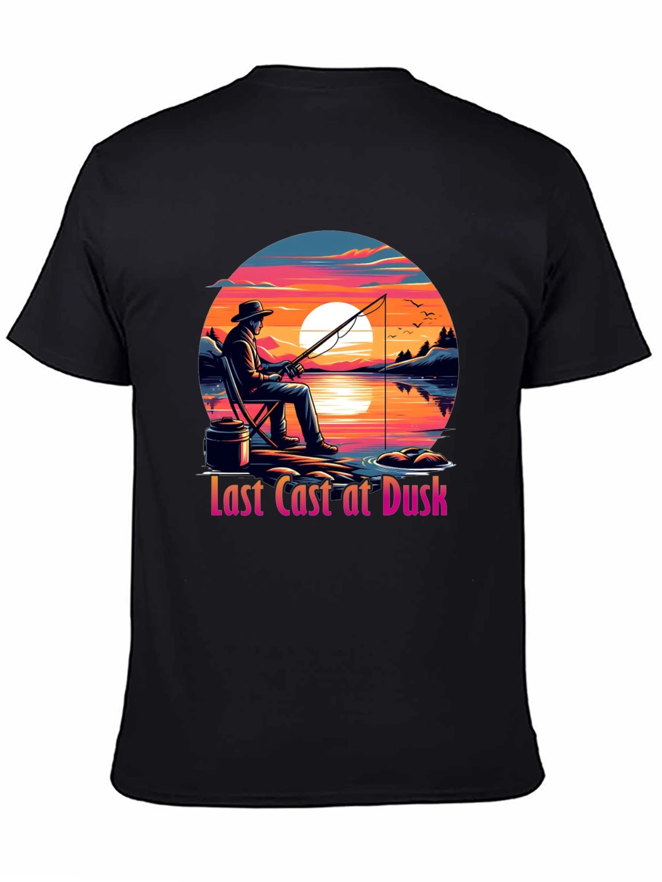 Black Last Cast at Dusk Graphic Tee view 4