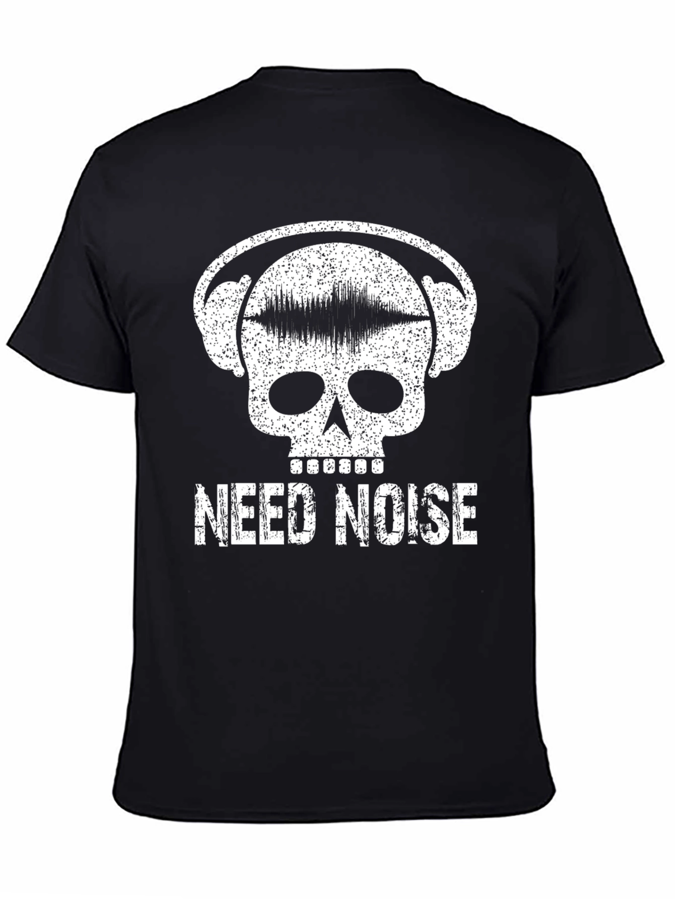 Black Need Noise T-Shirt - Skull Headphone Graphic Tee view 4