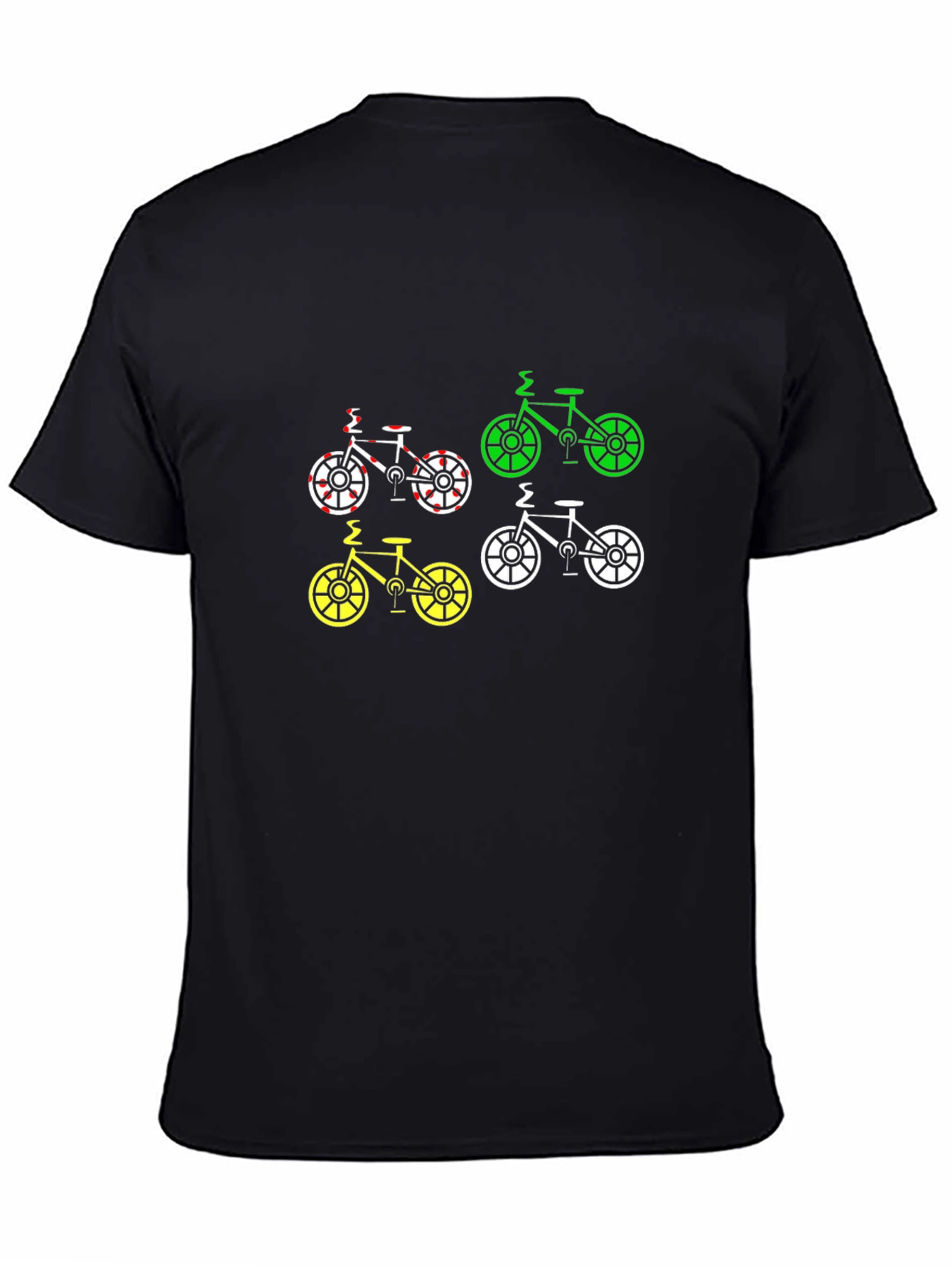 Black Colorful Bike Graphic Tee - Black Cotton Shirt view 4