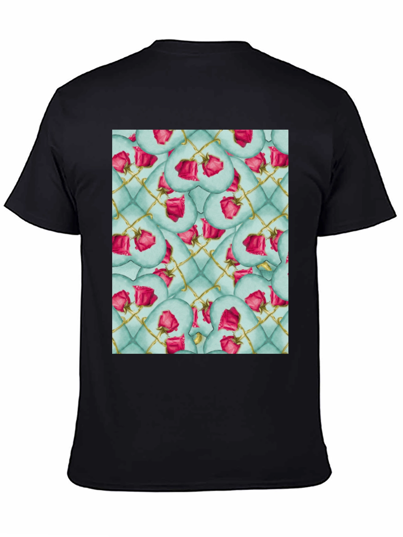 Black Rose Heart Quilted Pattern Tee view 4