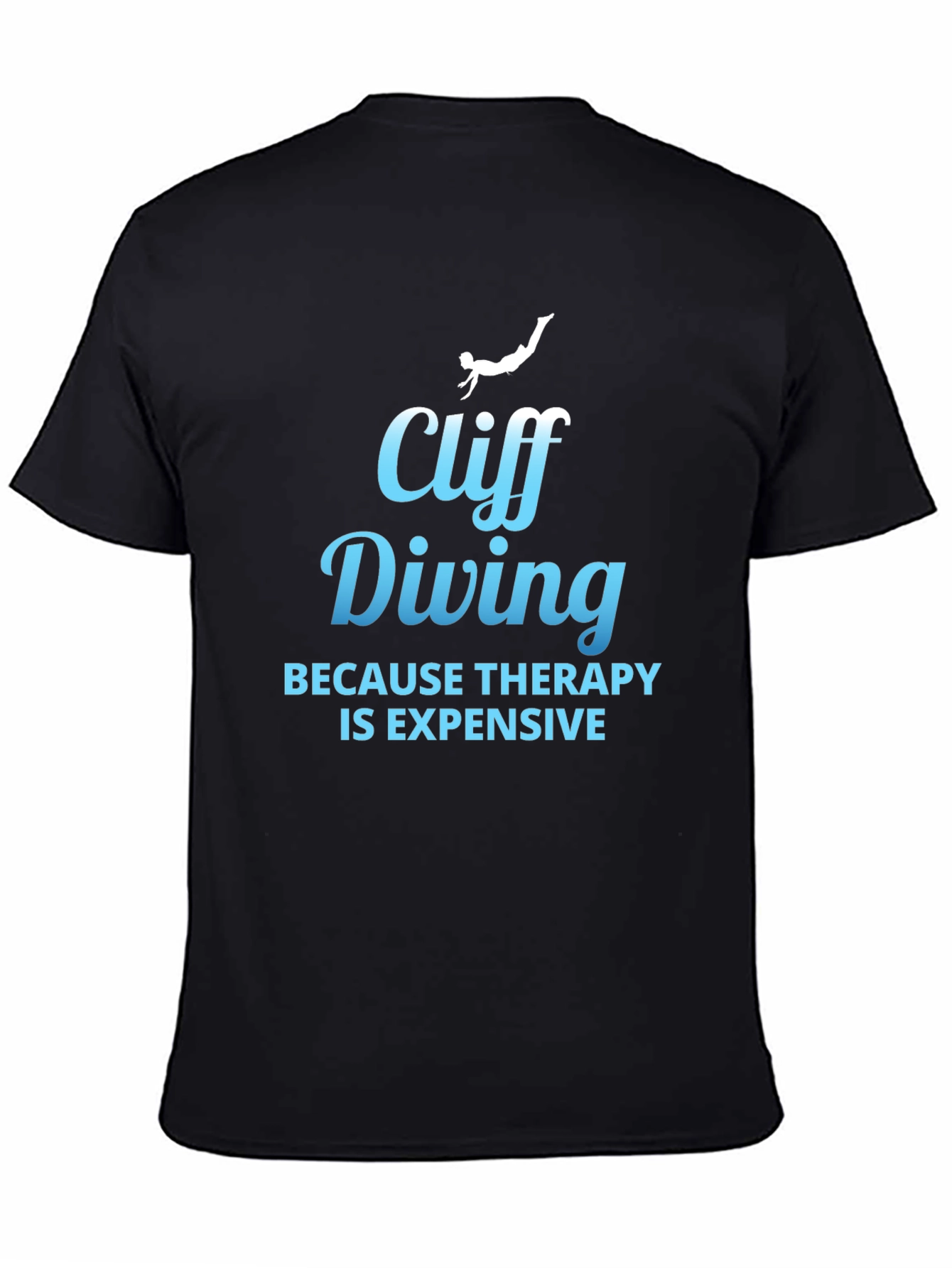 Black Cliff Diving Therapy Humor Graphic Tee view 4