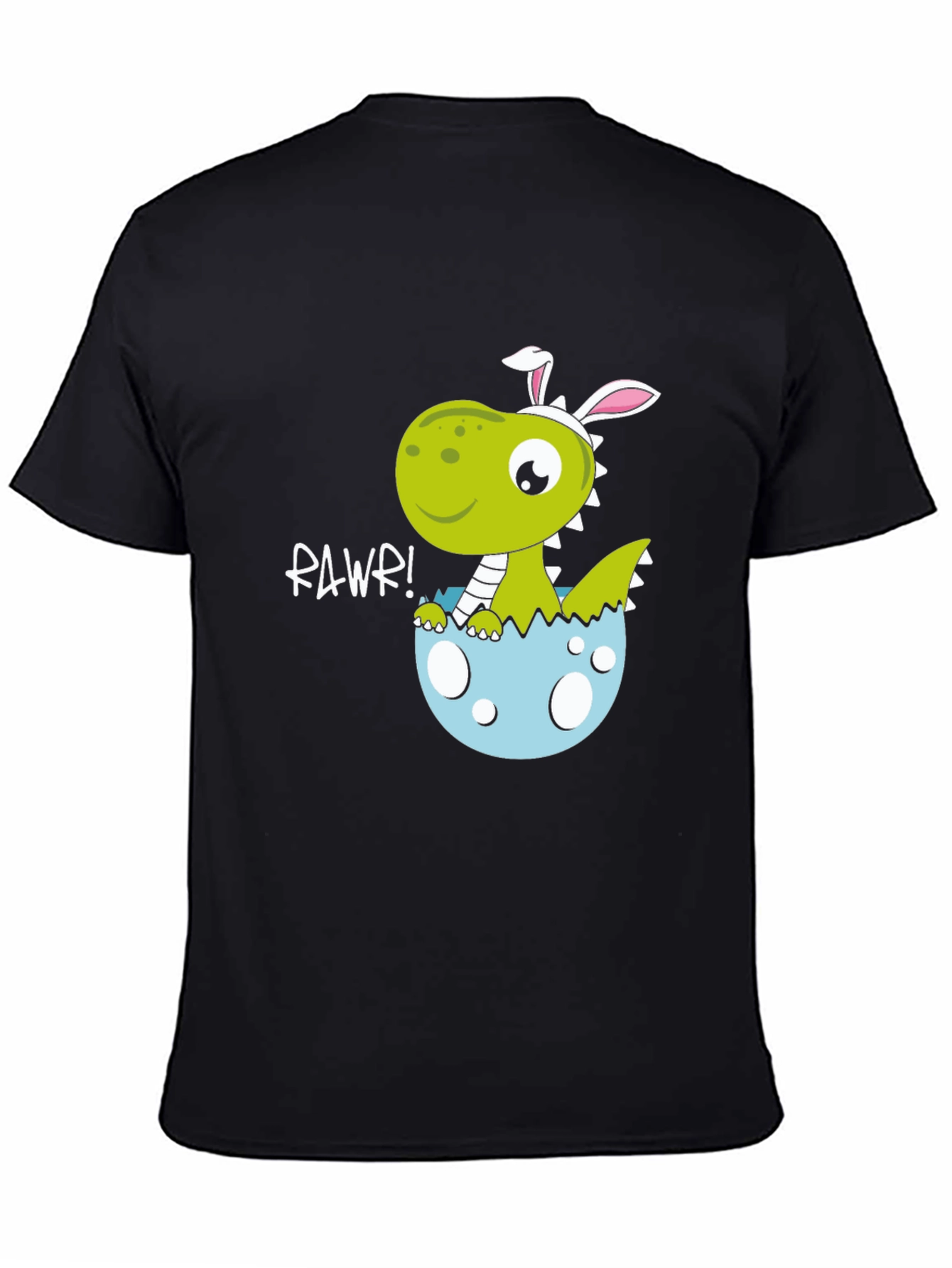 Black Dino Easter Egg T-Shirt - "Rawr!" Cute Design view 4