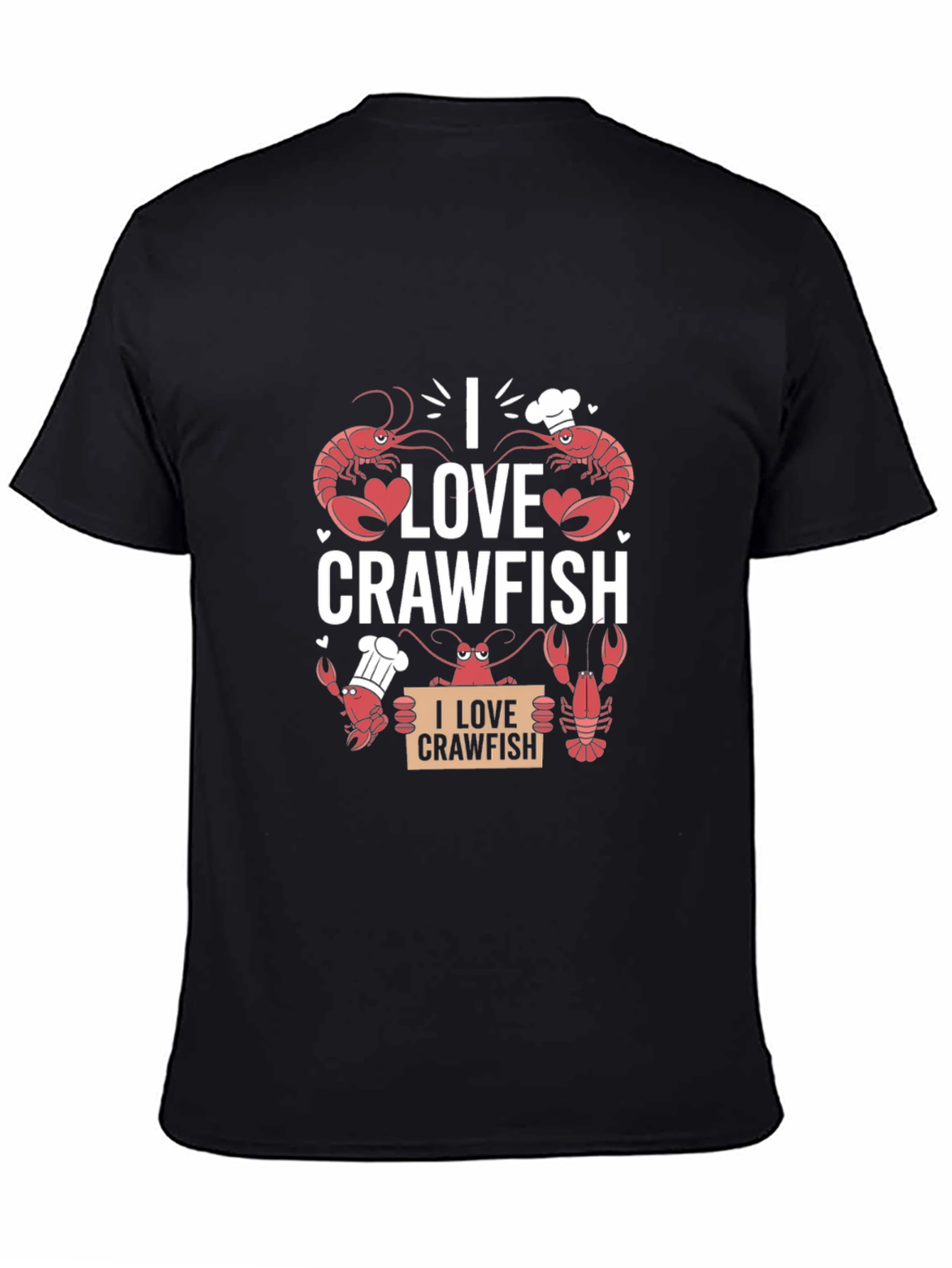 Black I Love Crawfish Graphic Tee - Black Cotton T-Shirt view 4