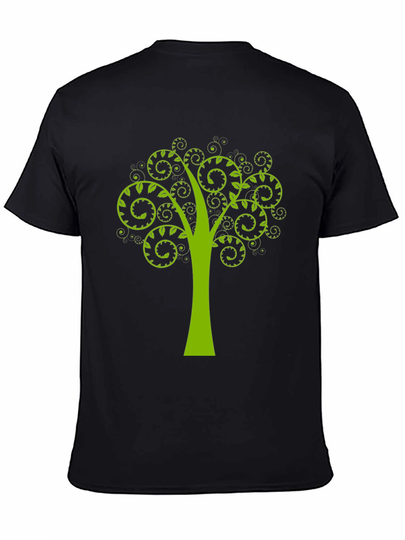 Black Green Tree Swirl Graphic Black T-Shirt view 4